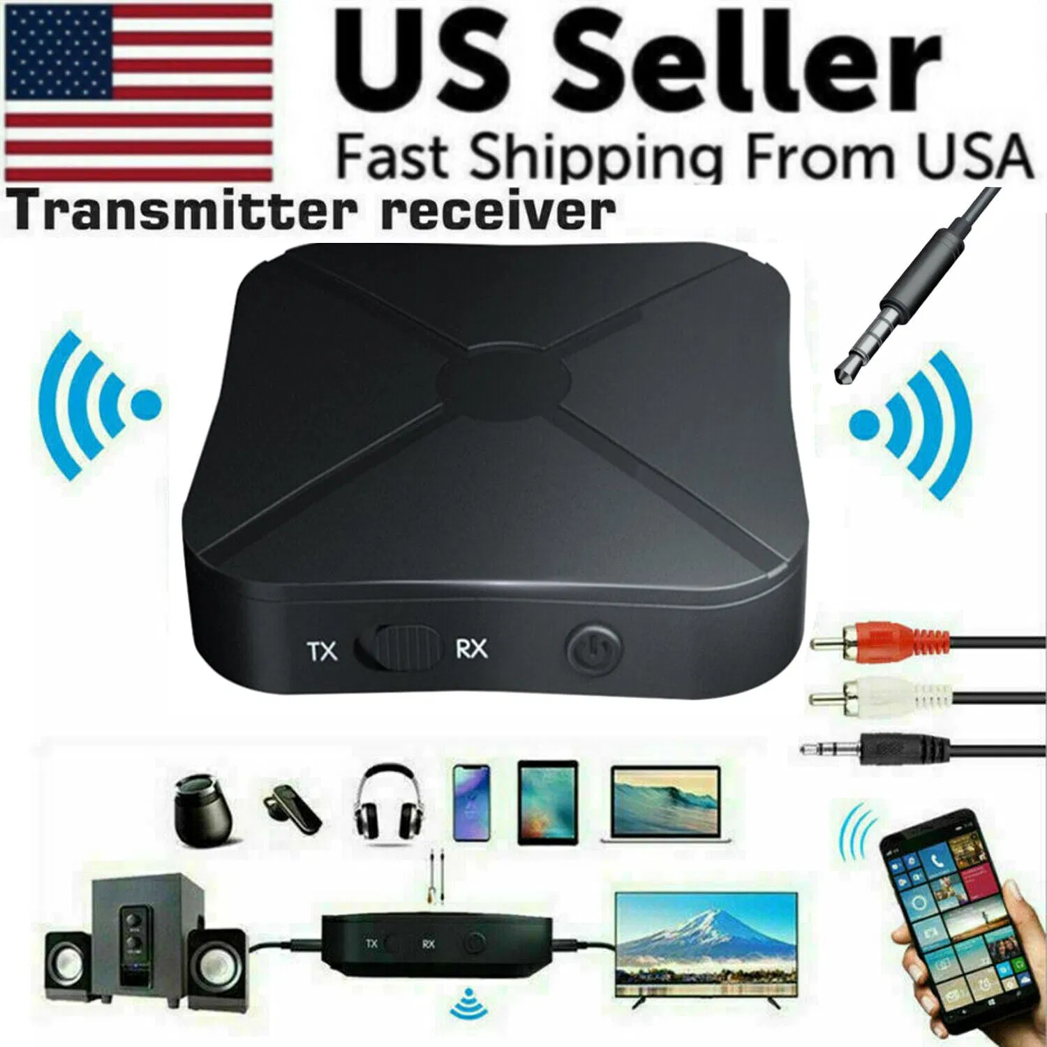 2in1 Bluetooth Transmitter Receiver Wireless Adapter TV Home Stereo A2DP Audio photo 1