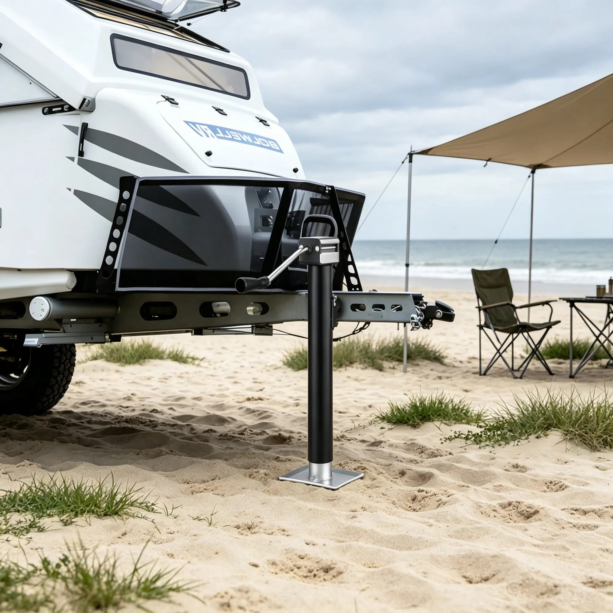Weld-on Pipe-Mount Swivel Trailer Jack, 15" Vertical Travel for RV & Utility Trailers photo 1