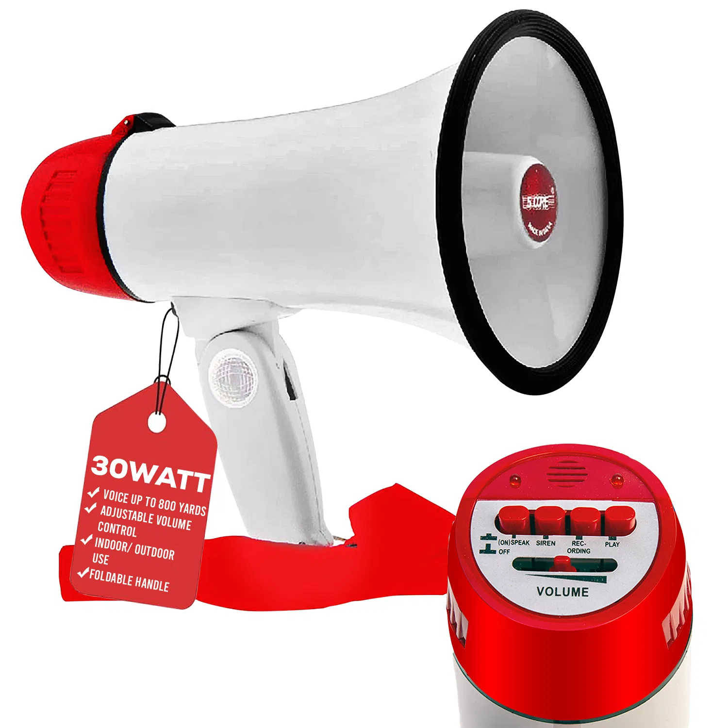 5 Core Megaphone 30W Bull Horn PA Speaker w 800 Yards Range Loud Siren Voice Amplifier Portable photo 1