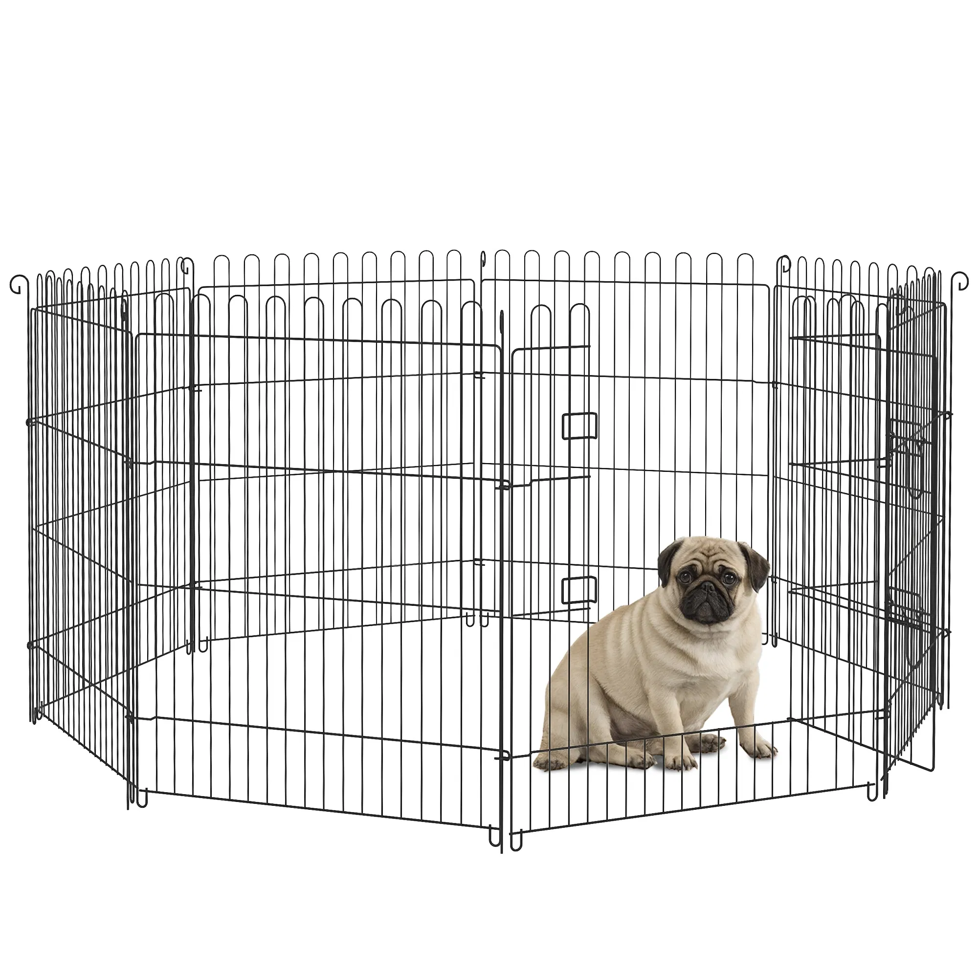 30inch 8-Panel Octagon Pet Exercise Playpen Crate Foldable Dog Cage Pen Puppy Kennel, Black photo 1