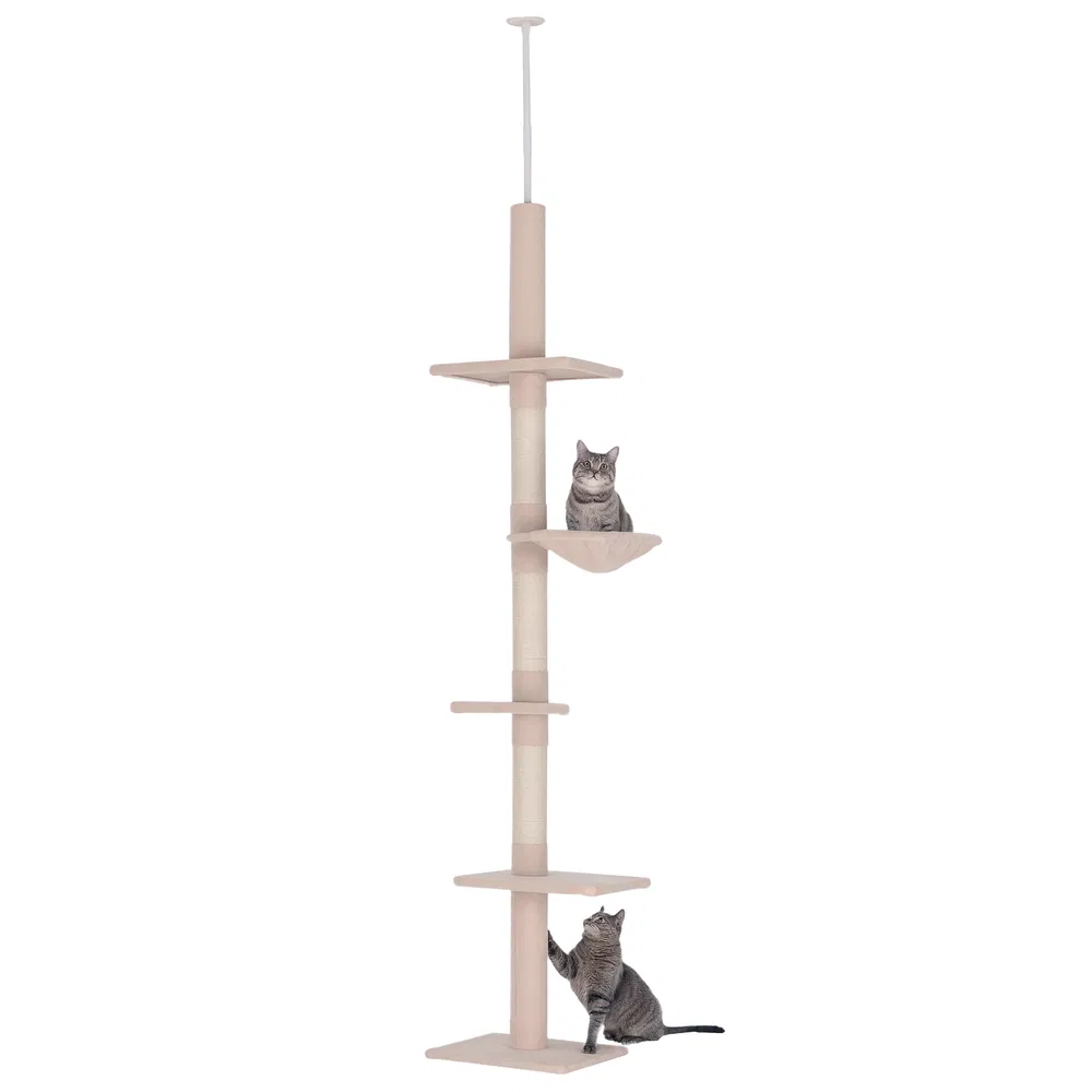 8.5ft Cat Climbing Tree 5-Tier Kitty Activity Center with Scratching Post Beige photo 2