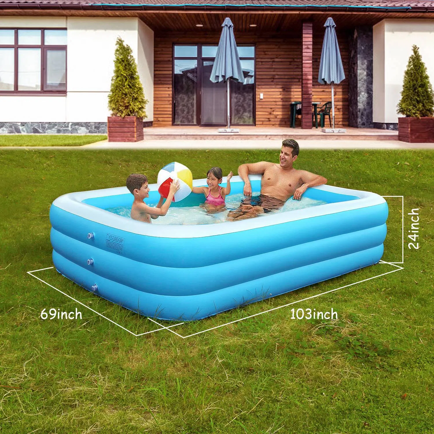 Inflatable Pool for Adults 103*69*24inch Family Swim Play Center Pool Blow up Kiddie Pool for Family Inflatable Lounge Pool photo 7