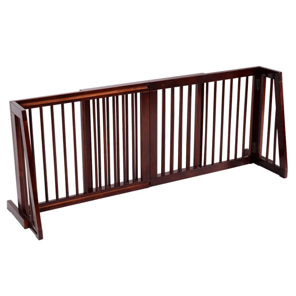 Wooden Pet Gate 3 Panels,Freestanding Length Adjustable photo 2
