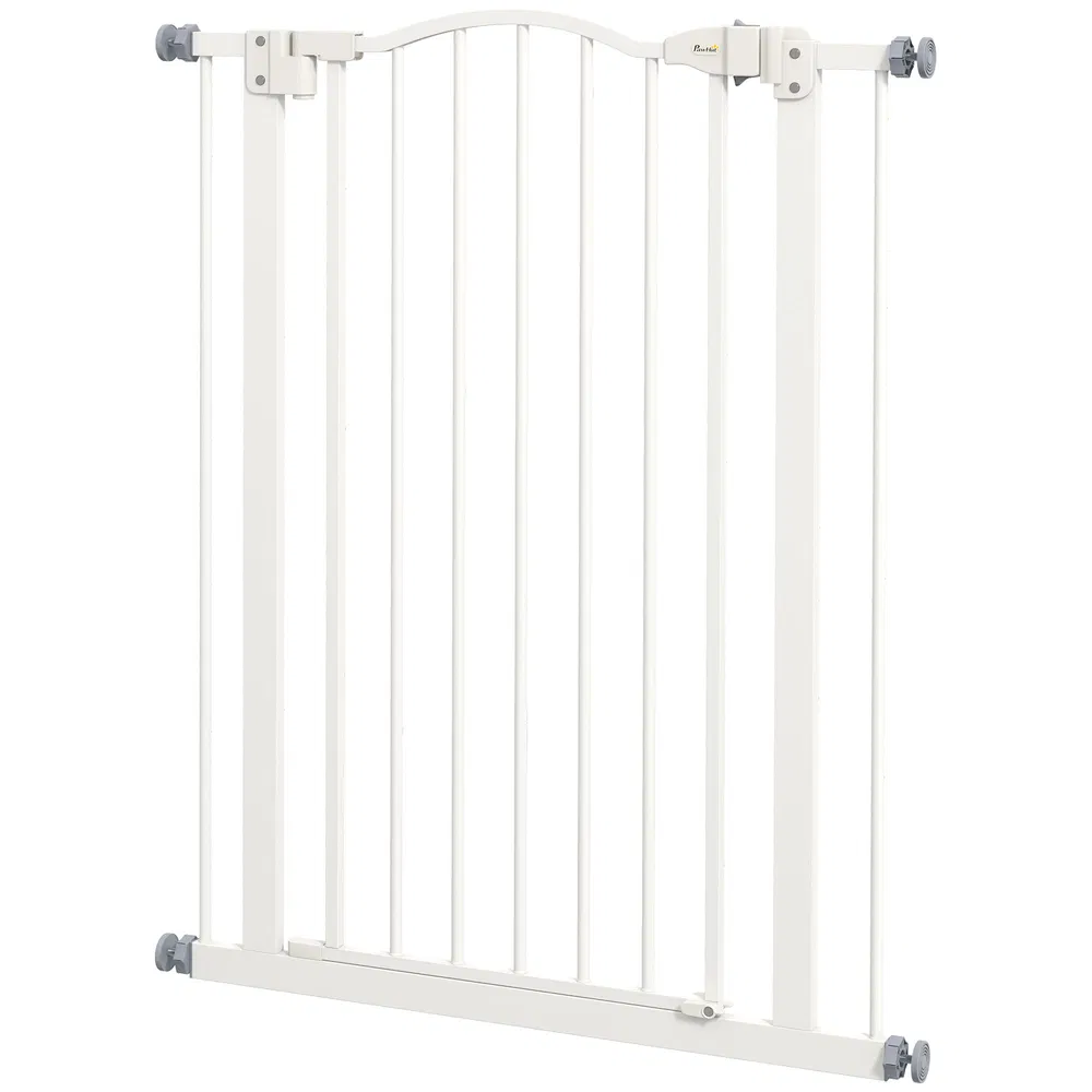 Extra Tall Dog Gate with Door, Pressure Fit, Auto Close, Double Locking for Doorways Hallways Stairs, 29"-32", White photo 2