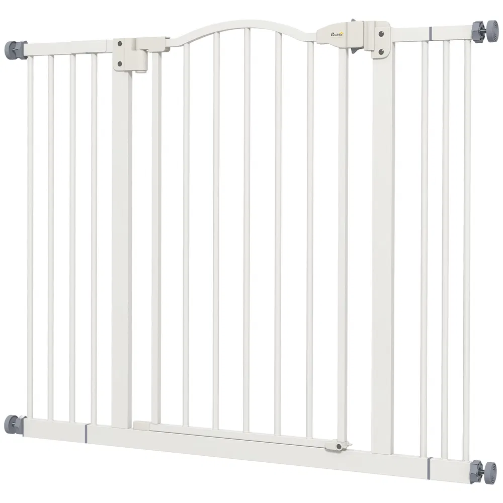 Extra Tall Dog Gate with Door, Pressure Fit, Auto Close, Double Locking for Doorways Hallways Stairs, 29"-39", White photo 2