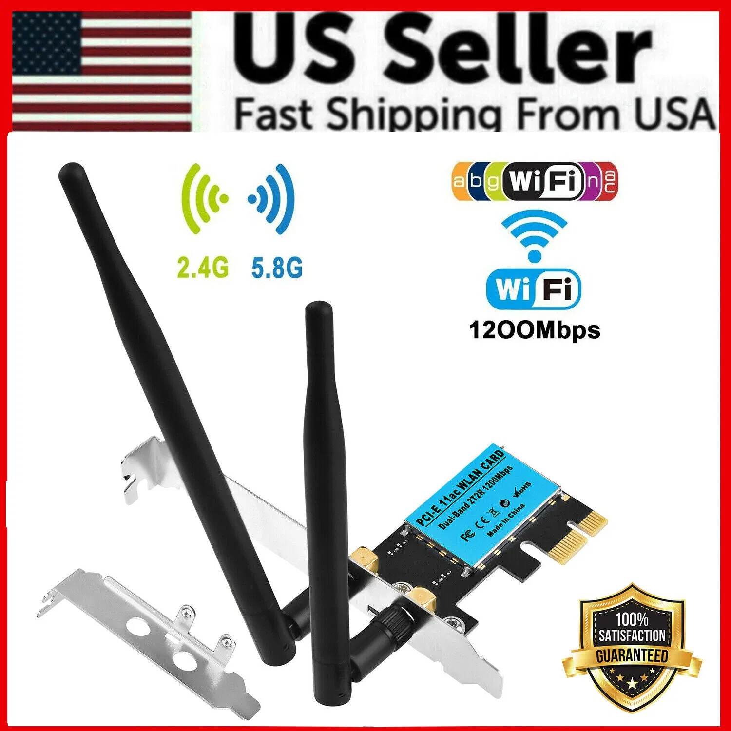 WiFi 1200Mbps Desktop PCIe Adapter 2.4G/5G Dual Band AX210 802.11AX PCI-E Card photo 1