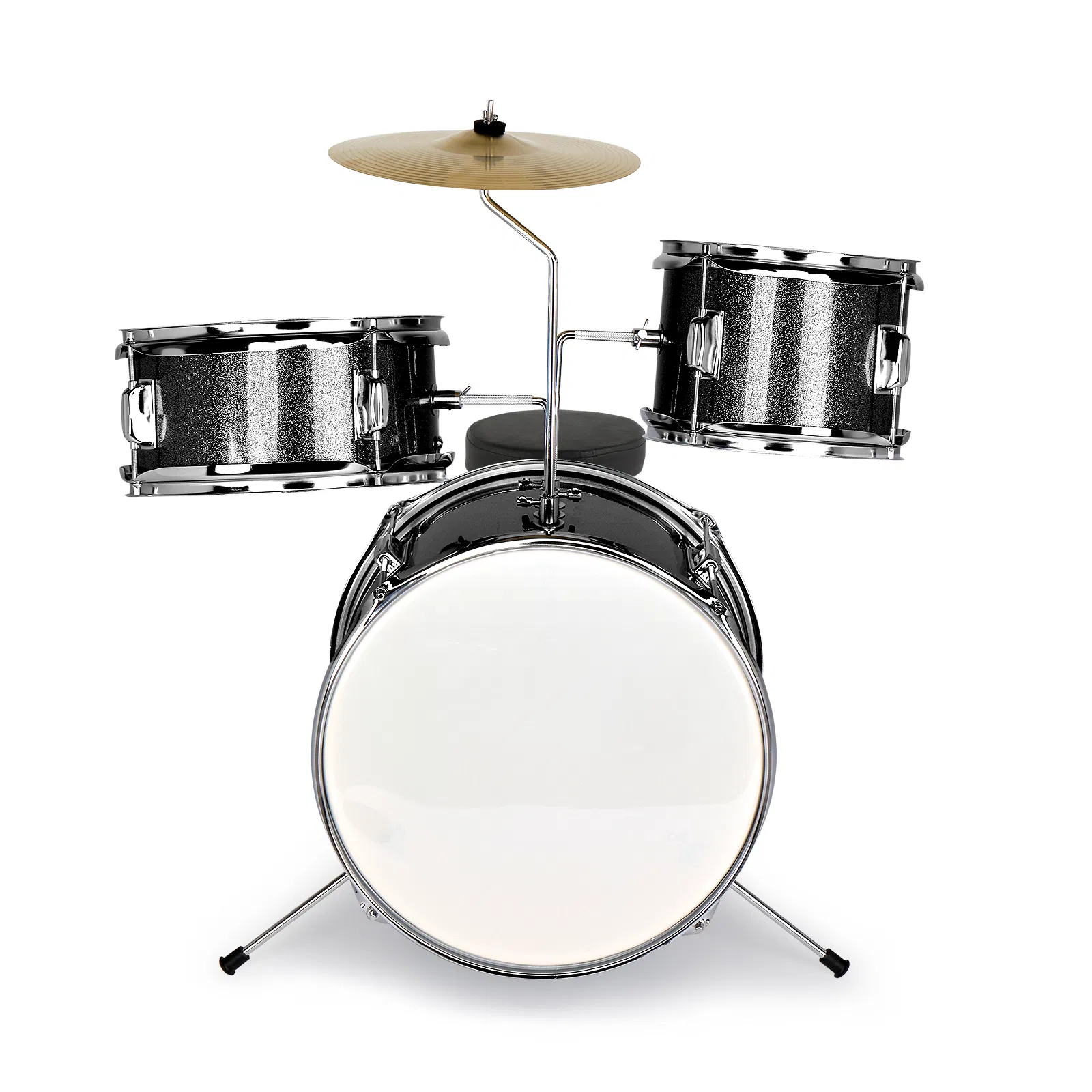 14"x10" 3-Pieces Junior Kids Drum Set Kit Pedal Drum Stick Wrench Drum Stool Black photo 1