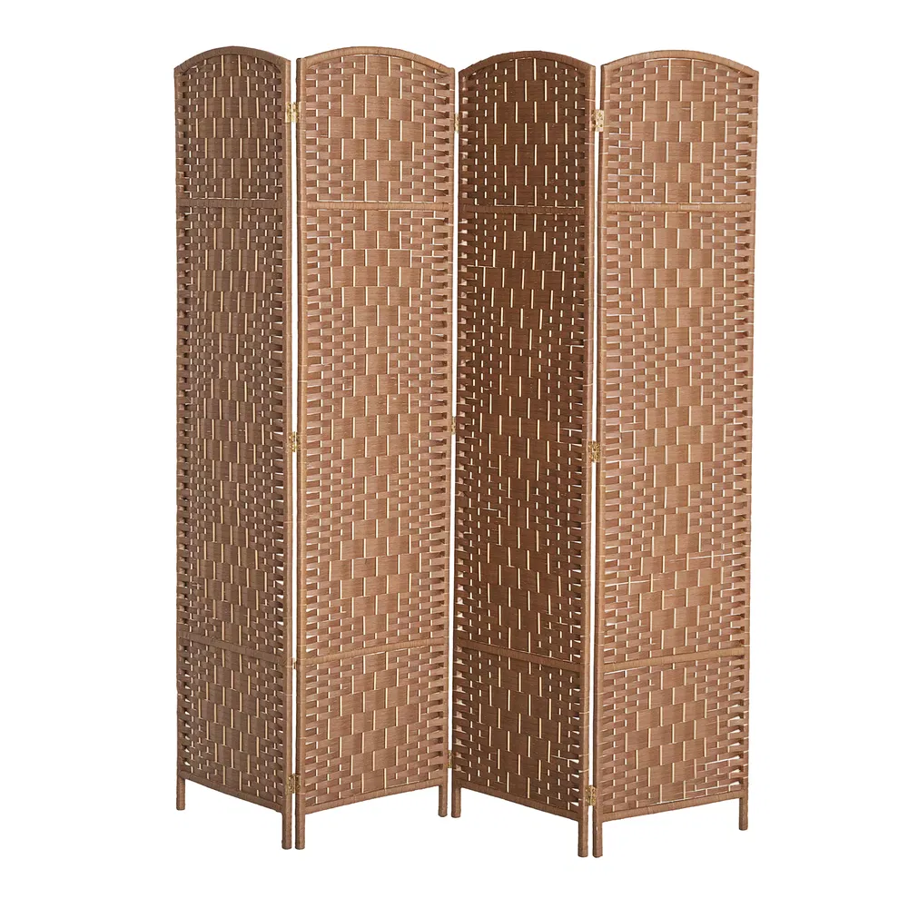 6ft Folding Room Divider, 4 Panel Wall Partition with Wooden Frame for Bedroom, Home Office, Natural photo 2