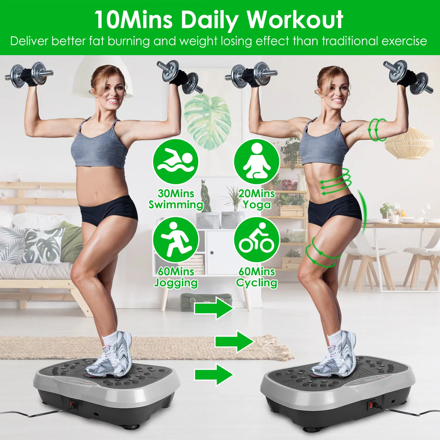 Home Use Vibration Exercise Platform for Lymphatic Drainage & Muscle Pain Relief, High Efficient Fat Burning Vibration Machine for Beginner & Advanced photo 8