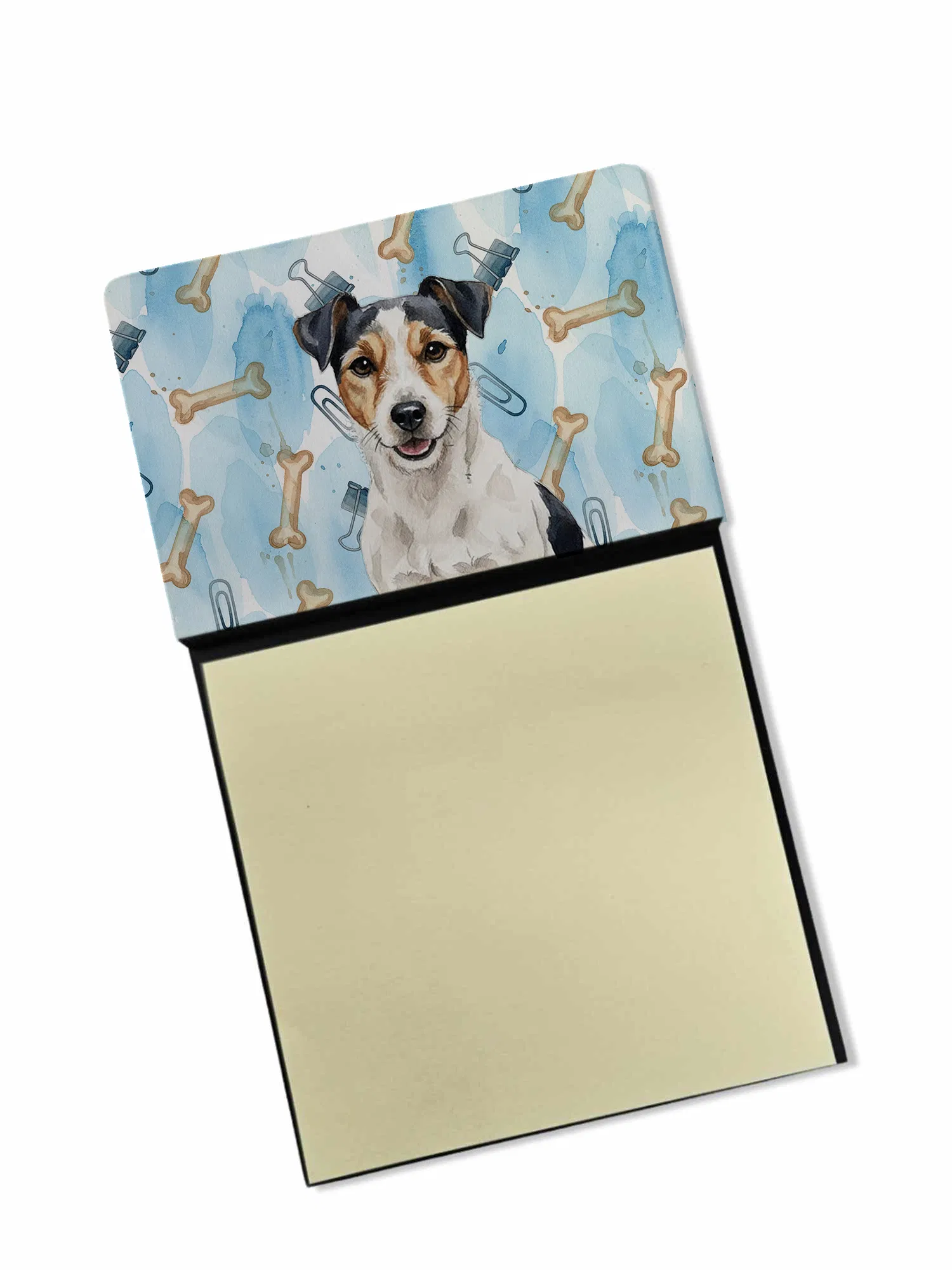 Parson Russell Terrier Coworker Watercolor Sticky Note Holder Refillable Dispenser Desk Accessory 3x3 Pad Gift photo 1