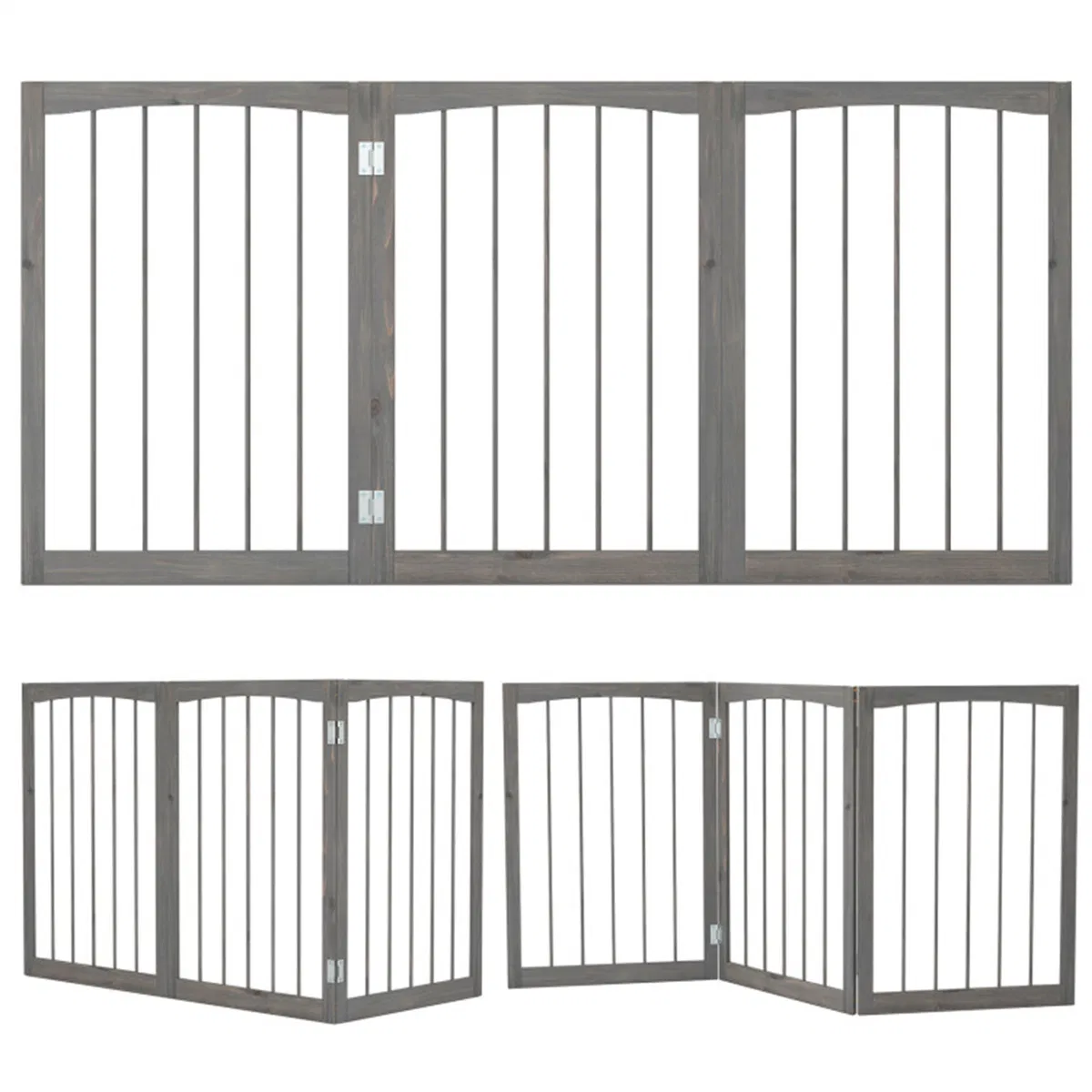 63" x 30" Gray Wooden Pet Fence photo 1