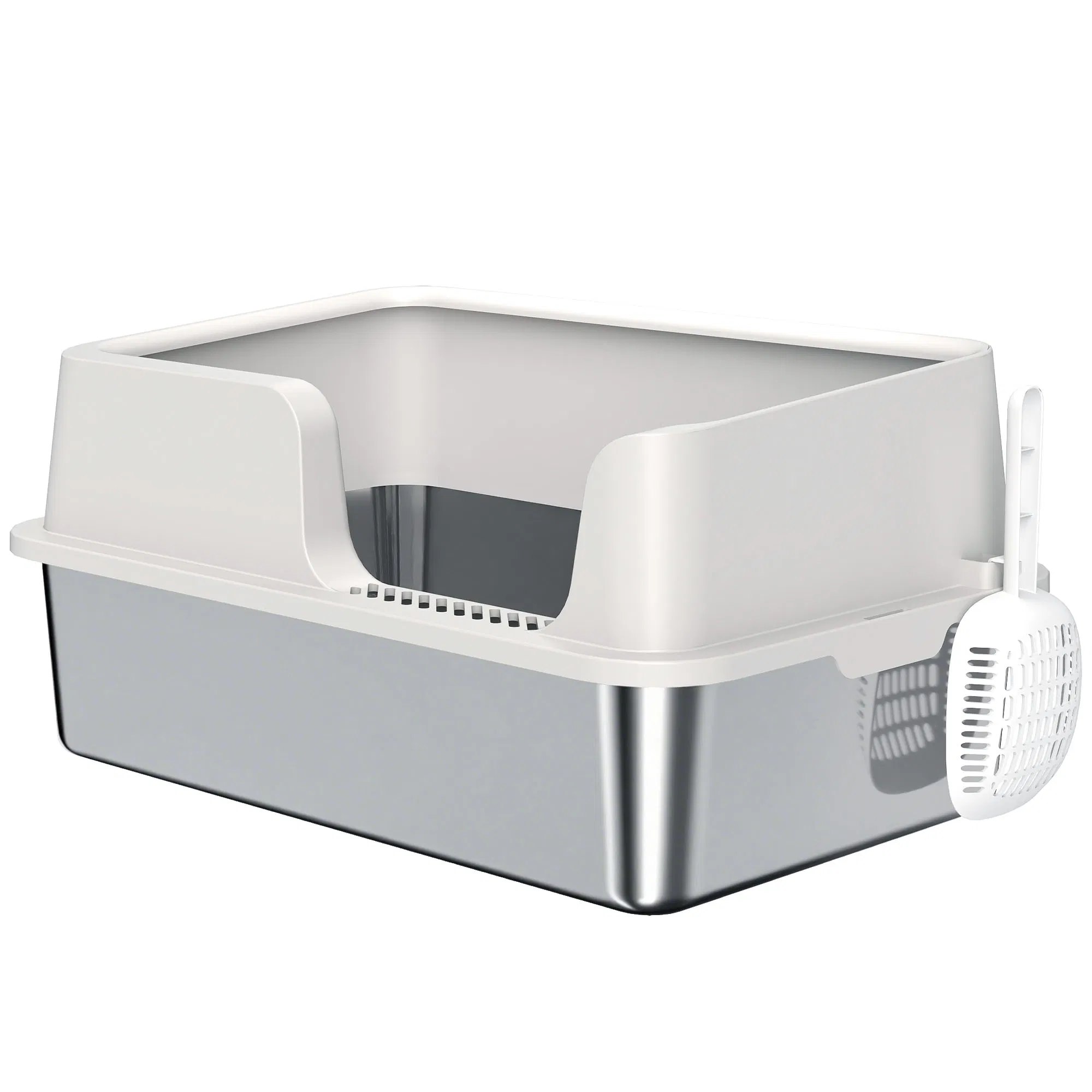 Stainless Steel Cat Litter Box with Lid with Scoop, High Sided, Non-Stick, & Anti-Urine Leakage, Easy Cleaning photo 1