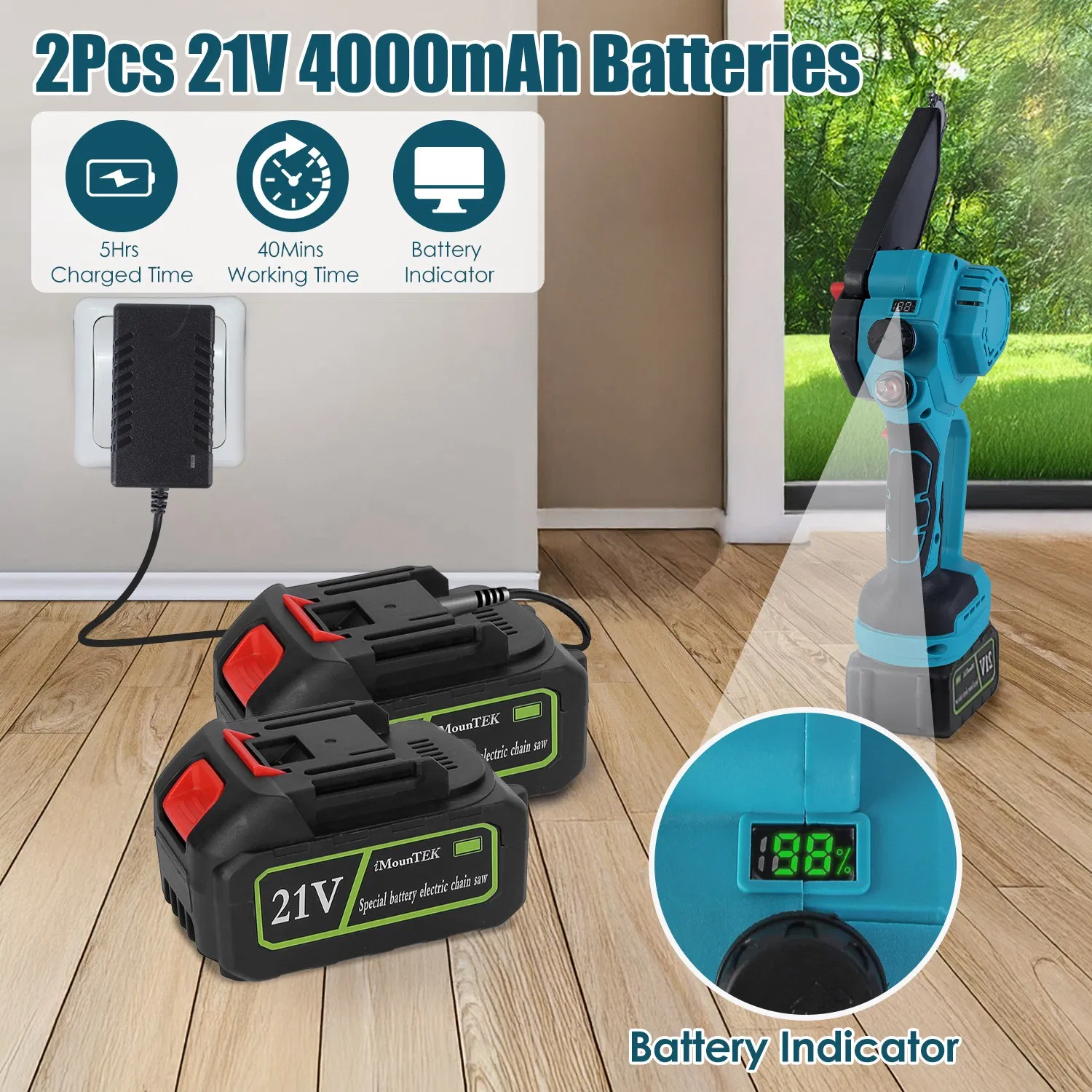 Extendable Cordless Pole Saw (5.3-7.4FT, Reach 13FT), 2-in-1 Handheld Chainsaw with ±90° Adjustable Head, Brushless Motor for High Tree Limbs Trimming photo 7