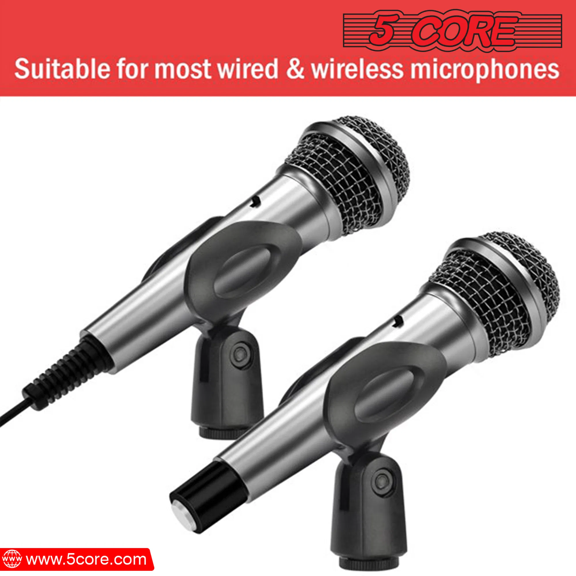 5 Core Mic Clips for Stands 4Pcs Microphone Clip Holder Universal Adjustable with 5/8" Male to 3/8" Female Screw Adapter Suitable for Handheld Microphones 4-Pack MC 03 4PCS photo 4
