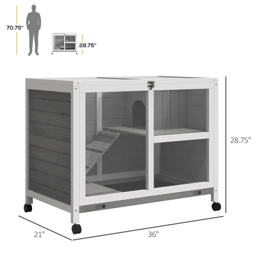 Pet cage /Wood Rabbit Hutch-Gray ( Amazon Shipping)(Prohibited by WalMart) photo 8