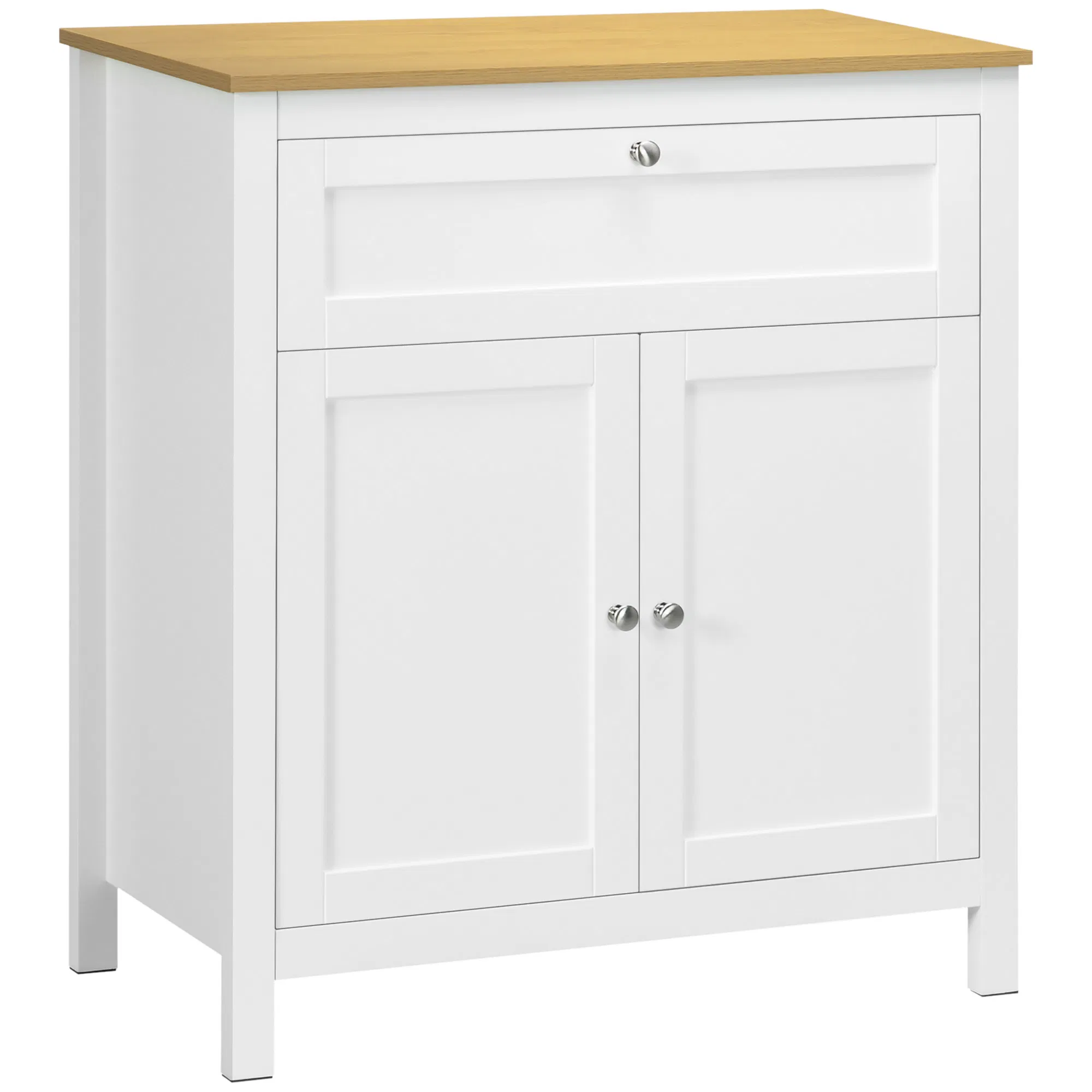 Sideboard Cabinet, Buffet Table with Drawer, Double Door Cupboard and Adjustable Shelf for Living Room, Entryway, White photo 1
