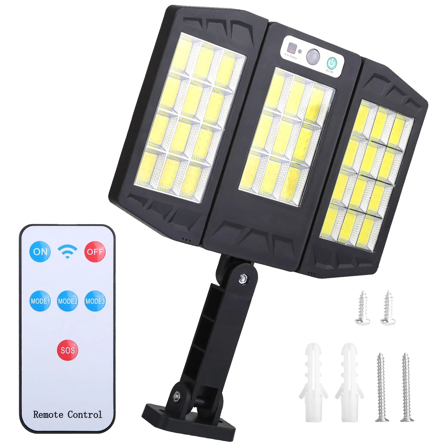 Solar Wall Light Outdoor 33 COB Beads PIR Motion Sensor Remote Control Wireless Lamps IP45 Waterproof Lighting for Garage Front Door Garden Pathway photo 2