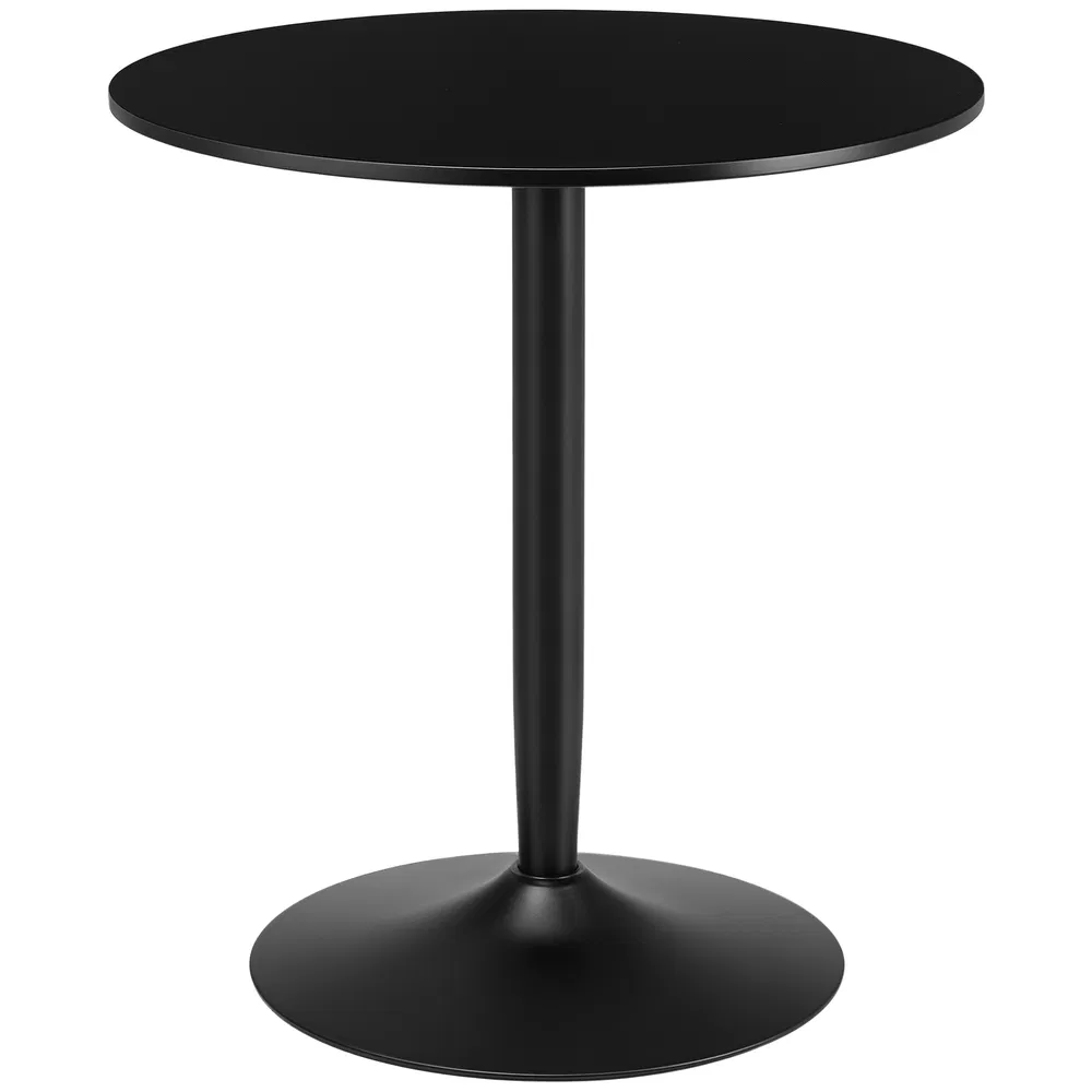 Modern Kitchen Table for 2 People, Round Dining Table with Steel Base for Living Room, Dining Room, Black photo 2