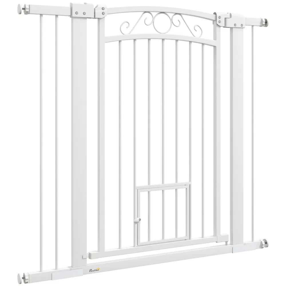 Dog Gate, Walk Through Pet Gate w/ Small Pet Door, Auto Close, for Doorways, House, Stair, 30"-41" W x 38" H photo 7