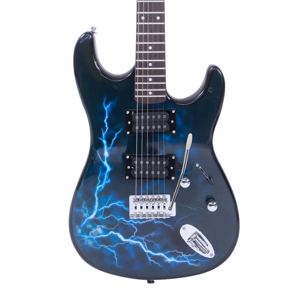 Lightning Style Electric Guitar with Power Cord/Strap/Bag/Plectrums Black & Dark Blue photo 7