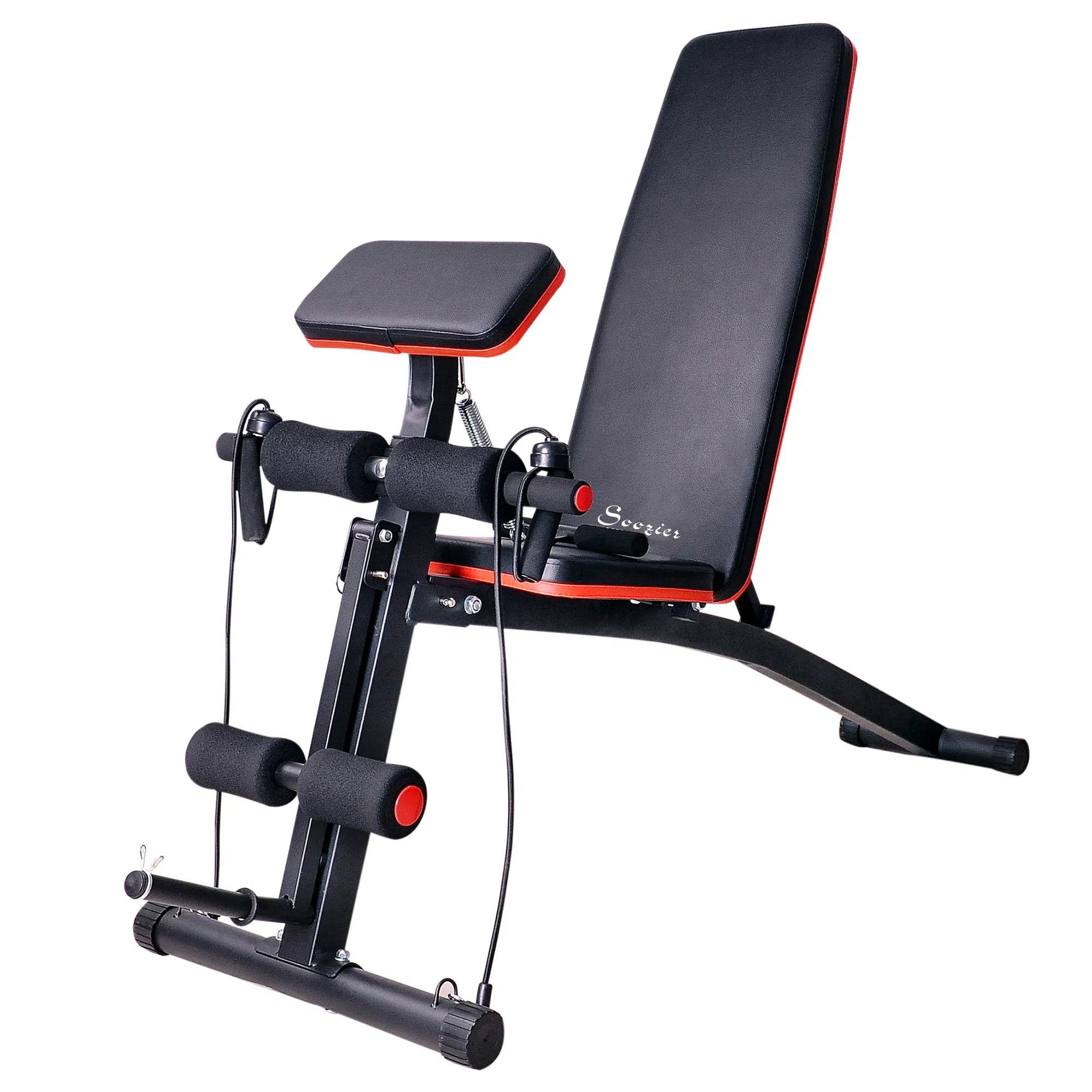 Foldable Press Bench Adjustable Dumbbell, Weight Training Bench Exercises Gym Chair, Black & Red photo 1