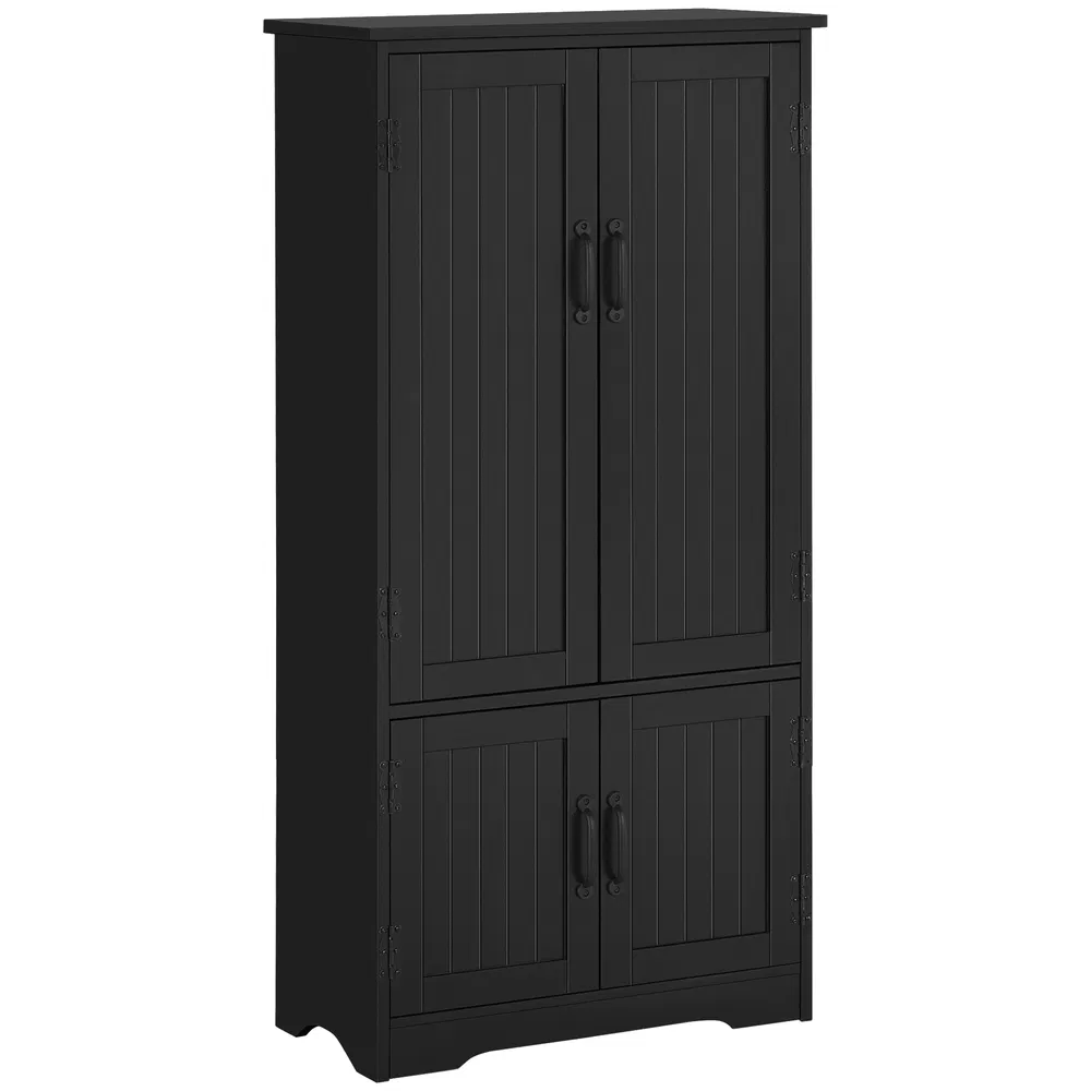 48" 4-Door Storage Cabinet Multi-Storey Large Space Pantry with Adjustable Shelves Black photo 7