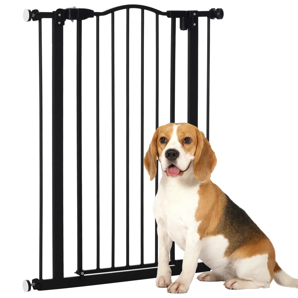 Extra Tall Dog Gate with Door, Pressure Fit, Auto Close, Double Locking for Doorways Hallways Stairs, 29"-32", Black photo 2