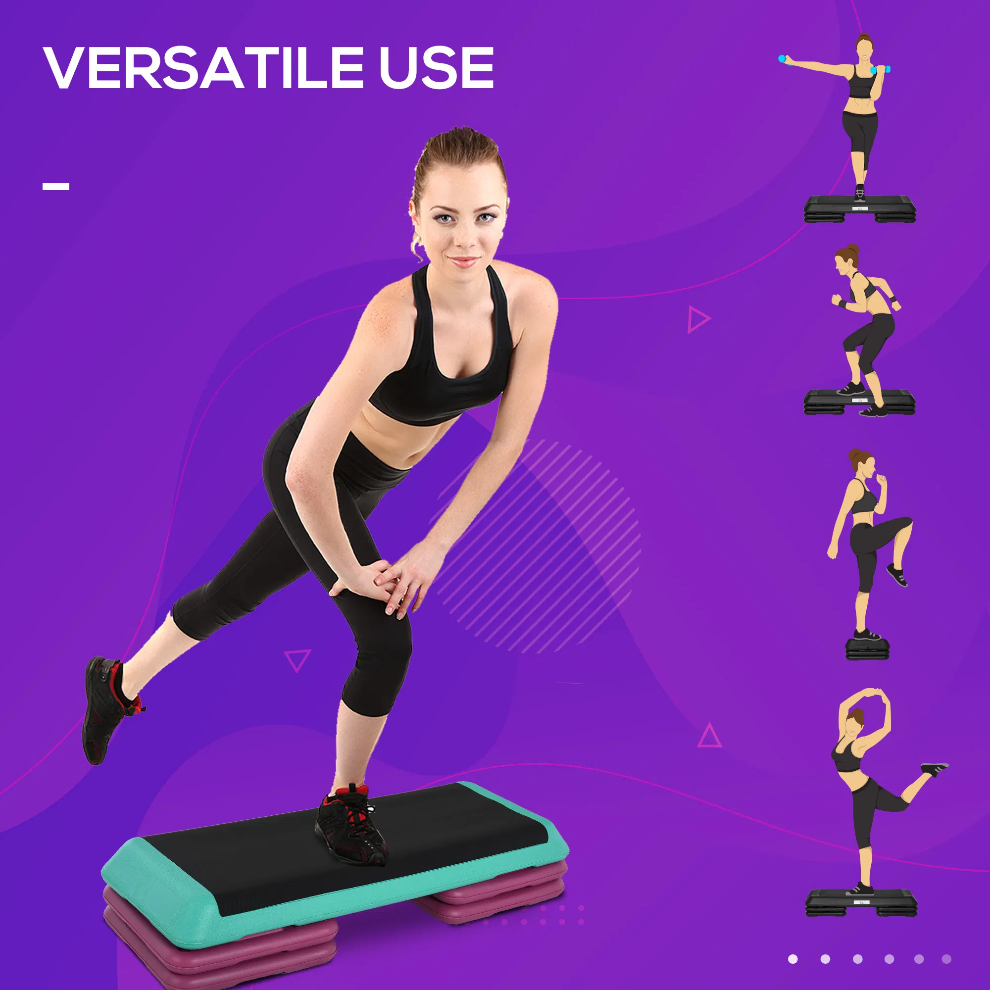 3.9"/5.9"/7.9" Aerobic Stepper Exercise with Non-Slip Top for Home, Office, Indoor, Outdoor, Multicolour photo 5