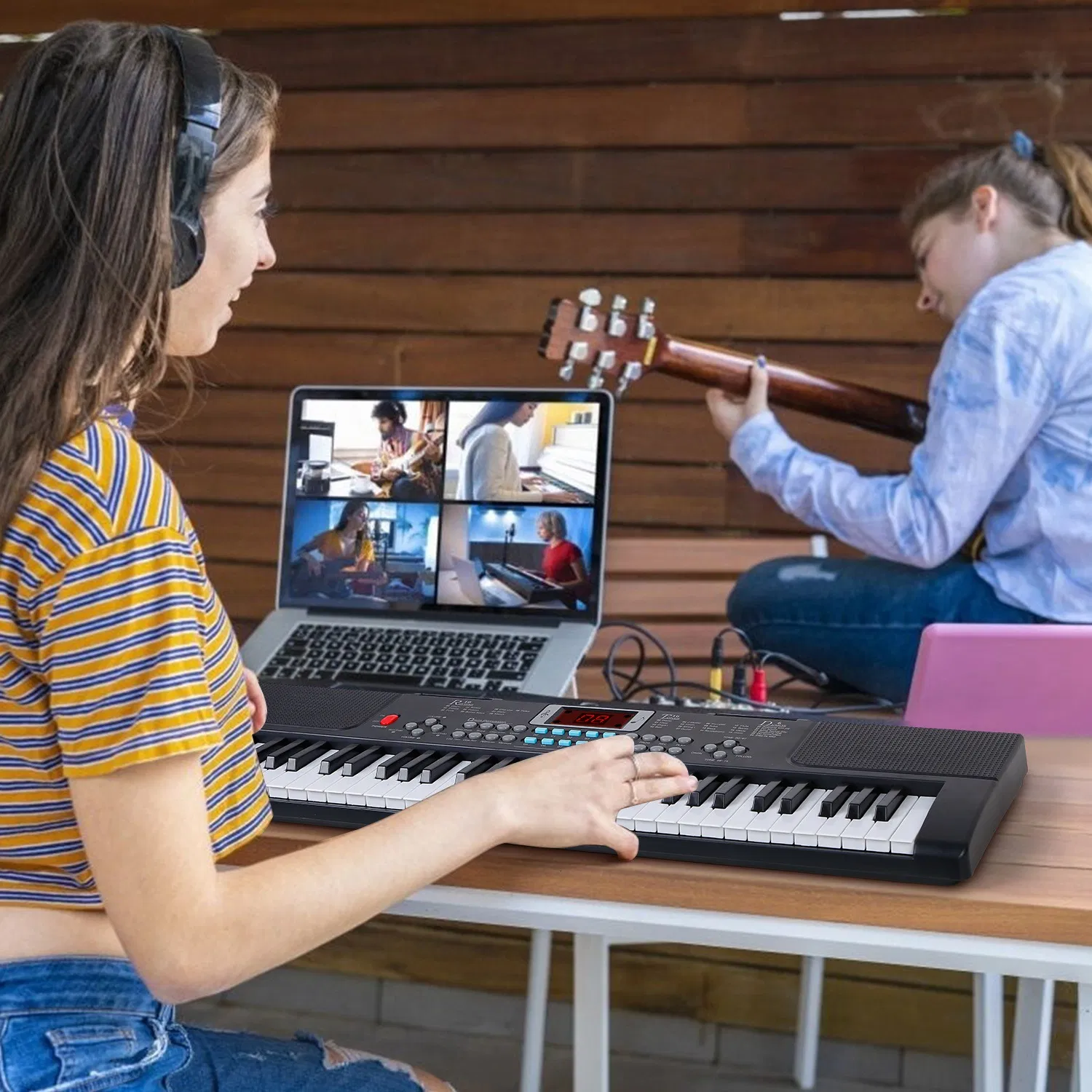 Multifunctional 61 Key Children's Piano Toy - Electronic Keyboard with 16 Tones, 8 Percussions, Volume Control & HD Display, Includes Stand Microphone for Early Music Education photo 6