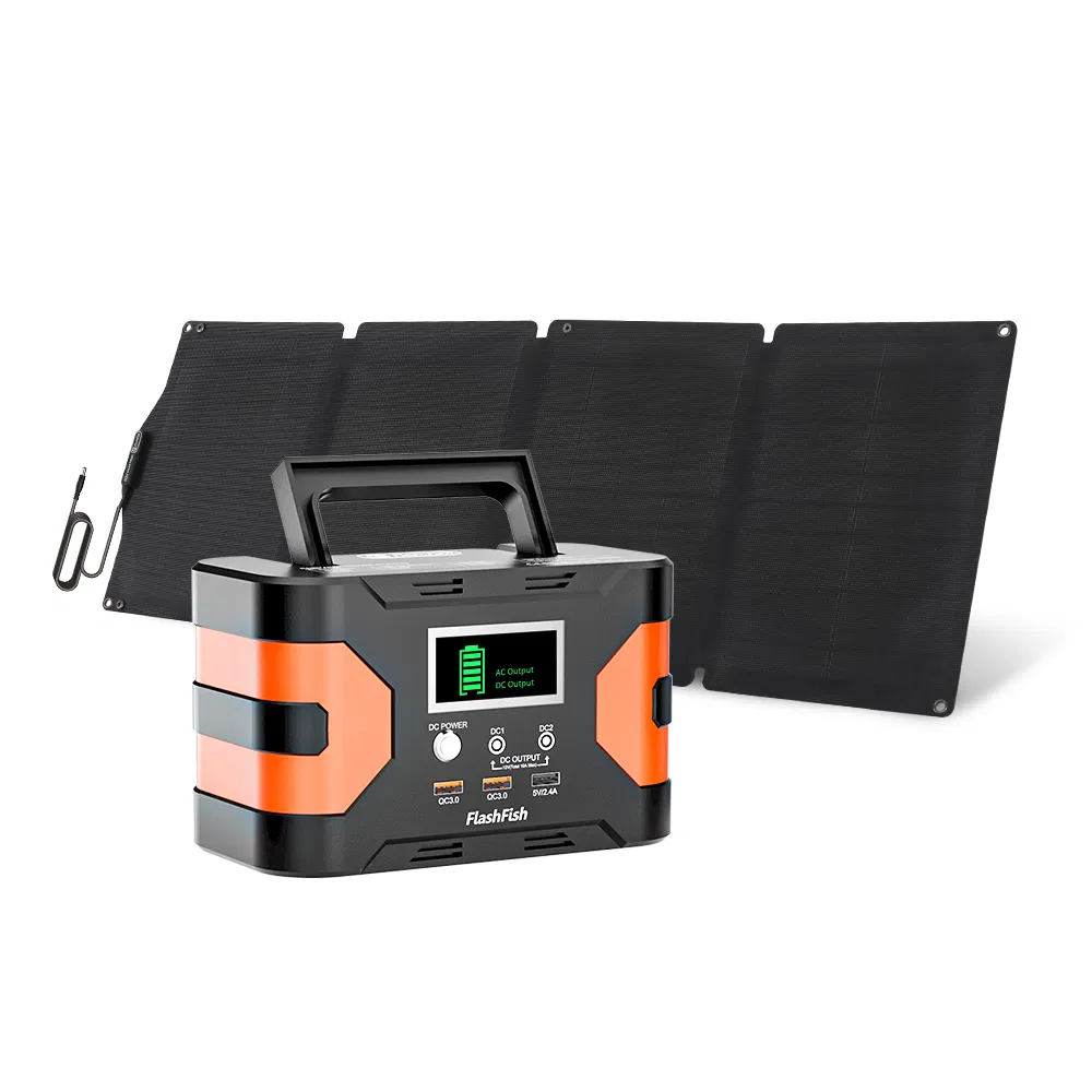 150W Portable Power Station&60W Solar Panel;  FlashFish 45000mAh Solar Generator with 60W 18V ETFE Portable Solar Panel;  Flashfish Foldable Solar Charger photo 1