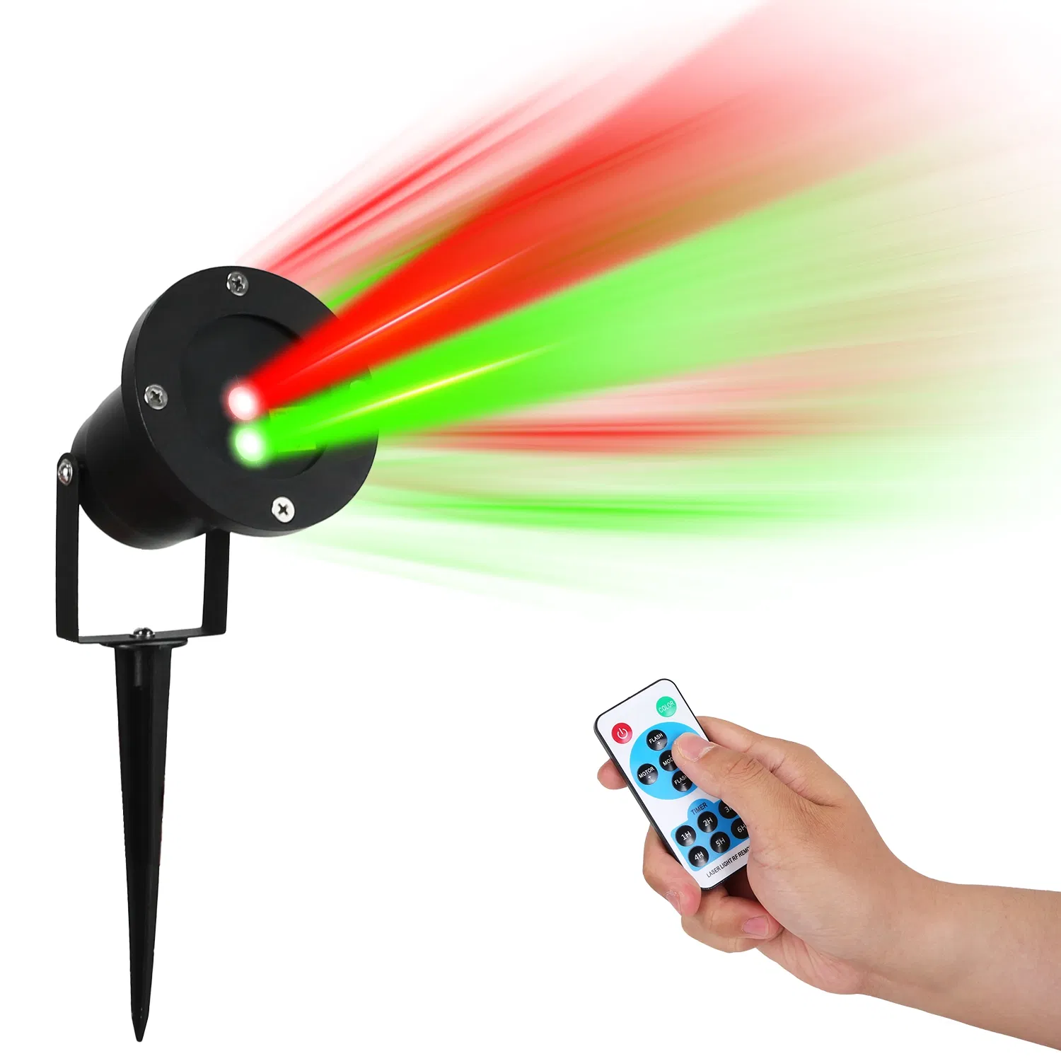 Outdoor Laser Projector Light Red and Green Projection Light with 3 Modes 12 Speeds 6Hrs Timer IP44 Waterproof Firefly Landscape Light for Christmas Halloween Holiday New Year GPCT5317 photo 1