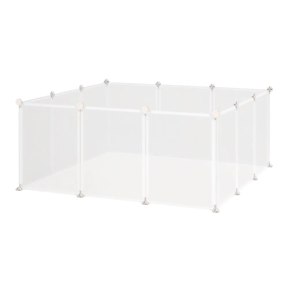 Small Animal Cage Plastic Chinchilla Cage 12 Panels for Bunny Chinchilla Guinea Pig, 18" x 14", White photo 2