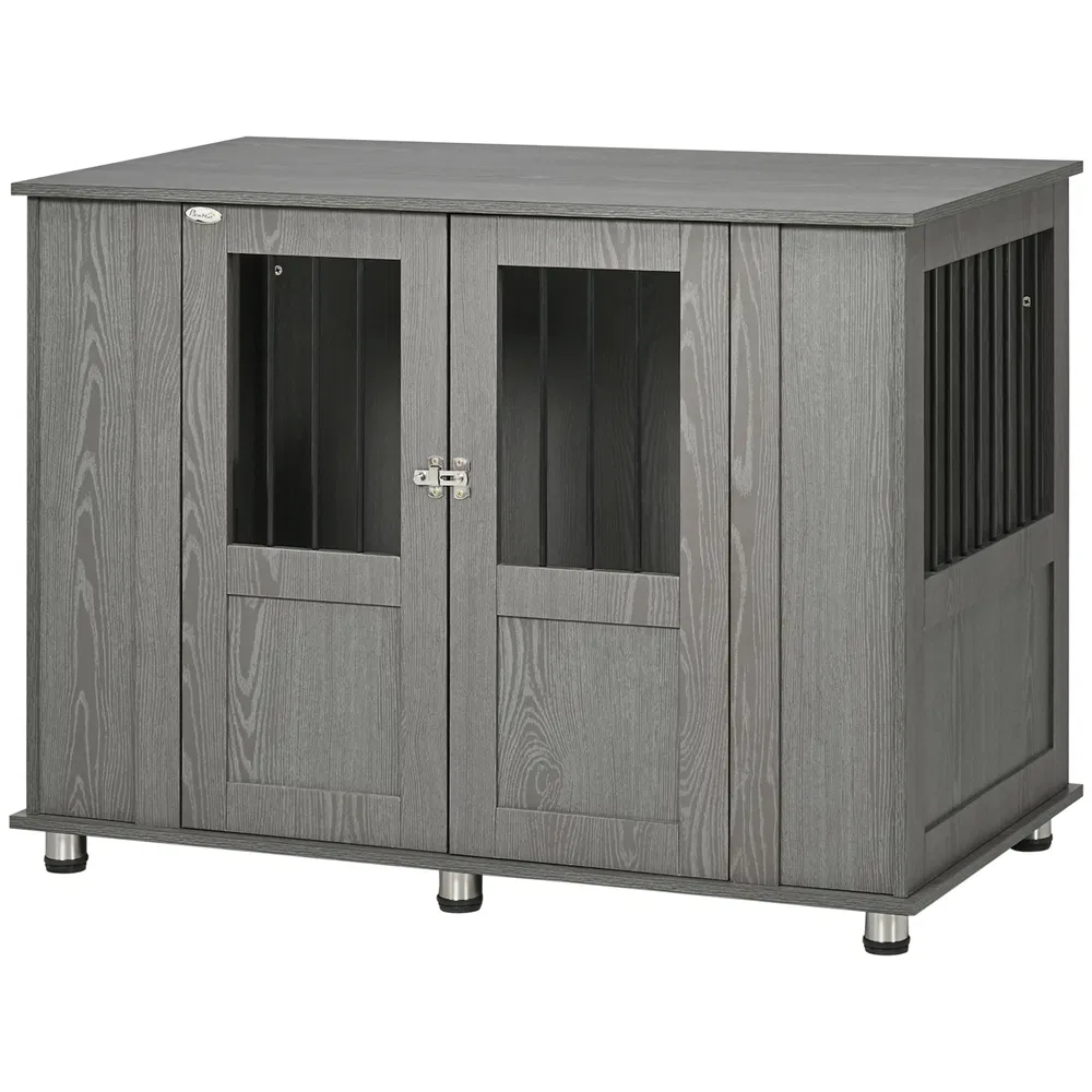 Dog Crate Furniture with Lockable Magnetic Door, Adjustable feet for Extra Large, Medium & Small Dogs, Indoor Use, Grey photo 2