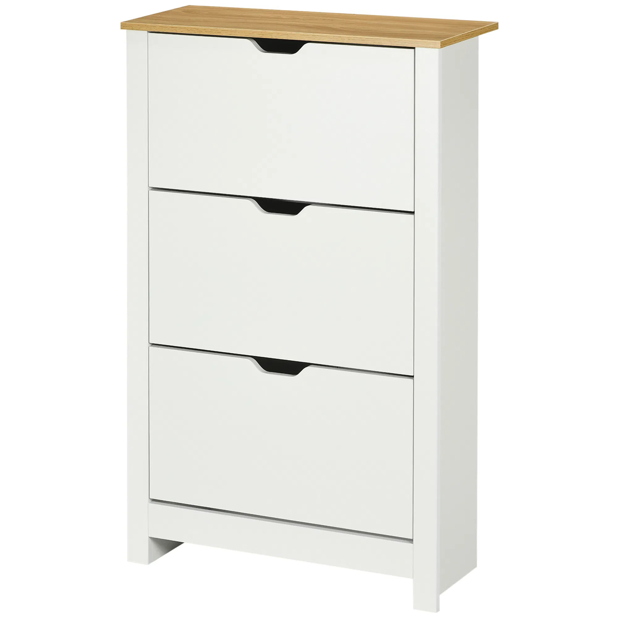 Shoe Storage Cabinet with 3 Flip Drawers and Adjustable Shelves for 9-18 Pairs of Shoes, White photo 1