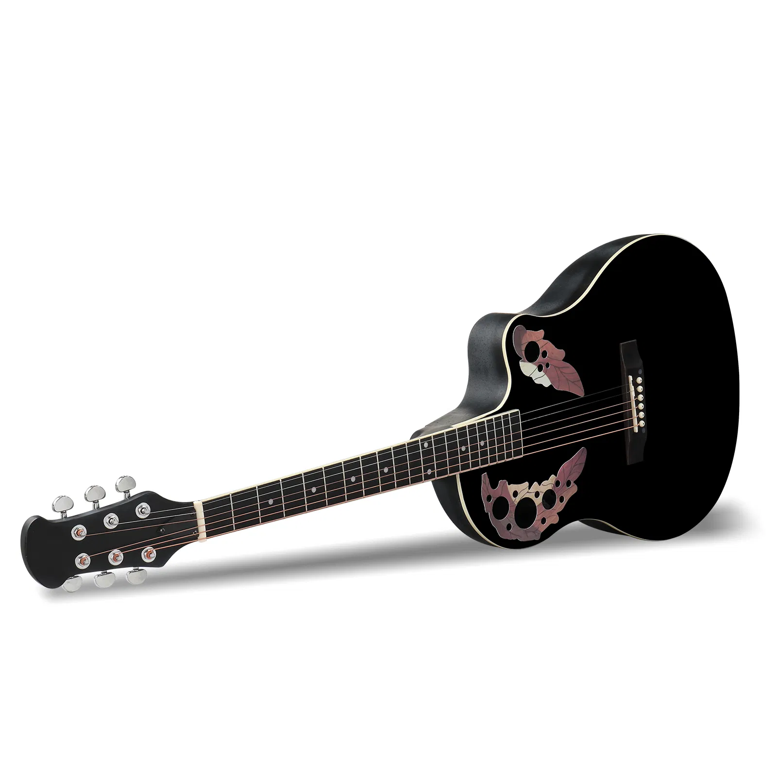 41 inch Cutawary Round Back Acoustic Guitar Spruce Top Grape Hole Black photo 6