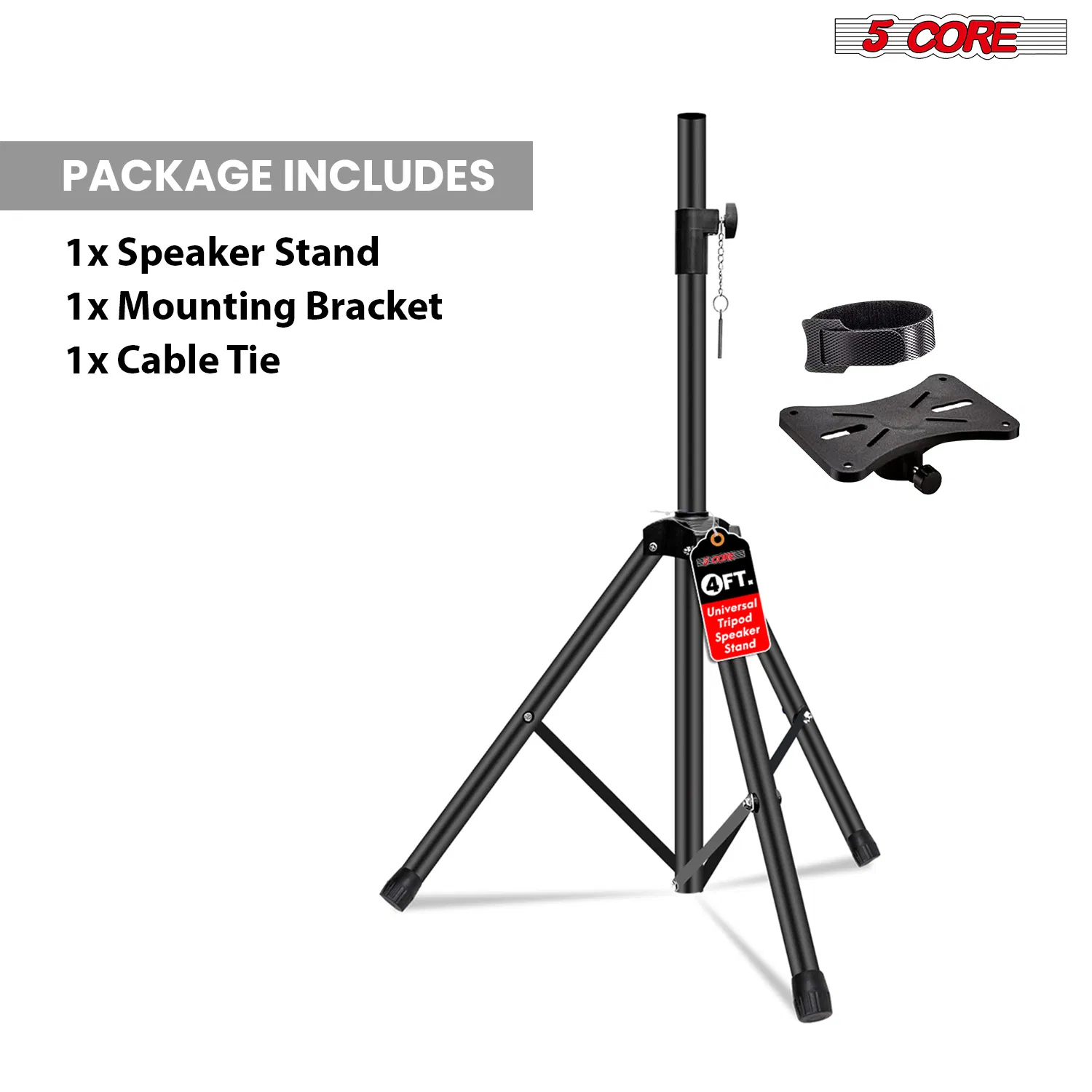 5 Core Speaker Stand Tripod Floor Adjustable Up to 48 Inch DJ Studio Monitor Stands Short Pole Mount photo 2