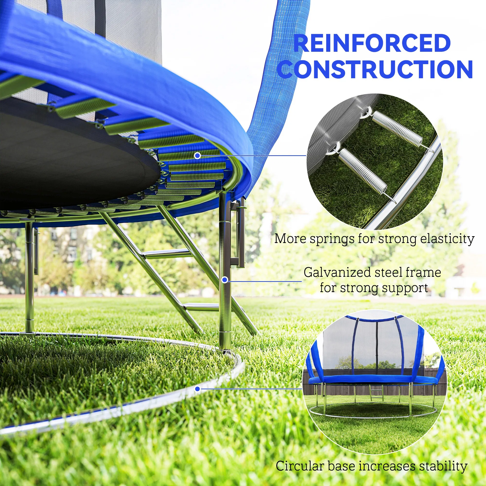 8ft Trampoline Outdoor, ASTM Certified, with Circular Base, Enclosure Net, Ladder and Curved Poles photo 5