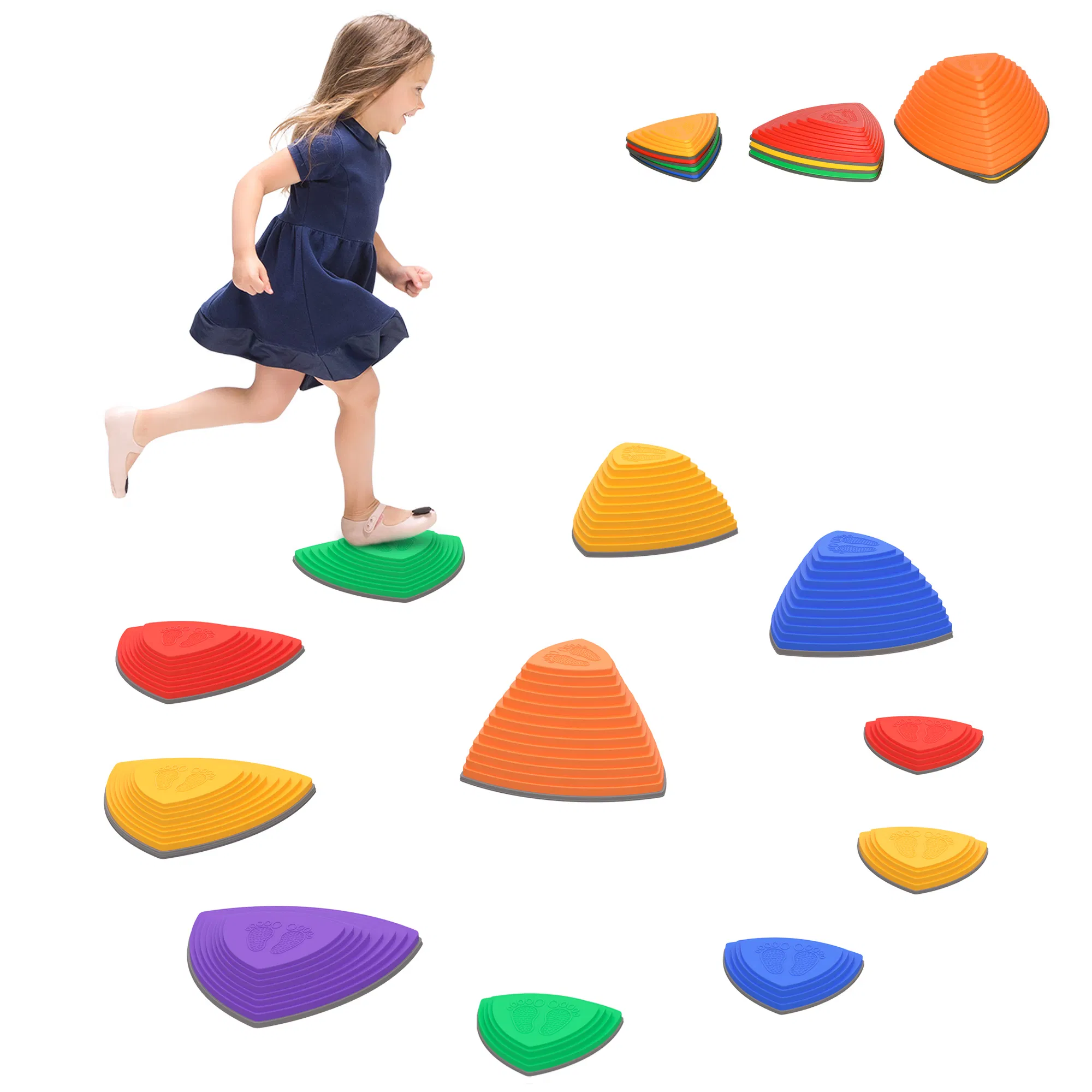 11 PCs Stepping Stones Kids with Non-slip Rubber, Stackable Balance River Stones for Obstacle Course Sensory Play, Outdoor Indoor for 3-8 Years Old photo 1