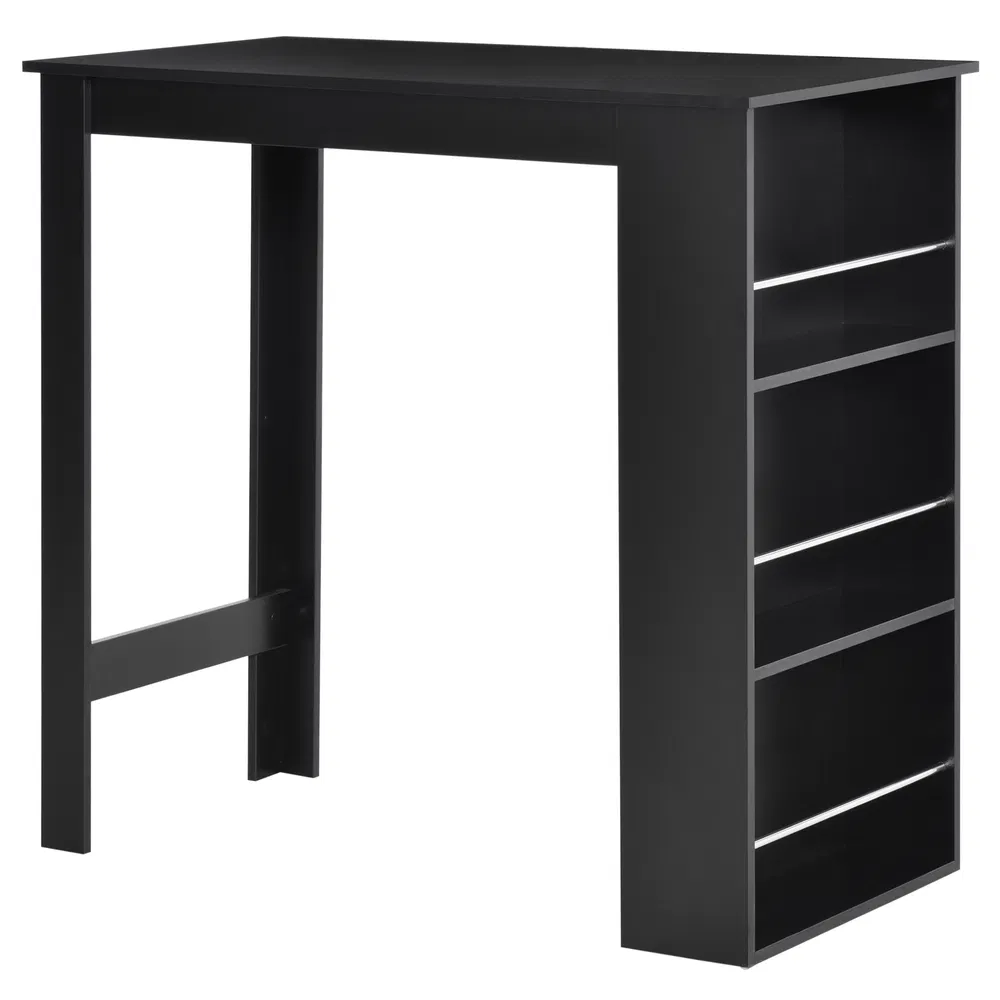 Bar Table Counter Height Dining Table with 3 Storage Shelves for Kitchen, Dining Room, Living Room, Black photo 2