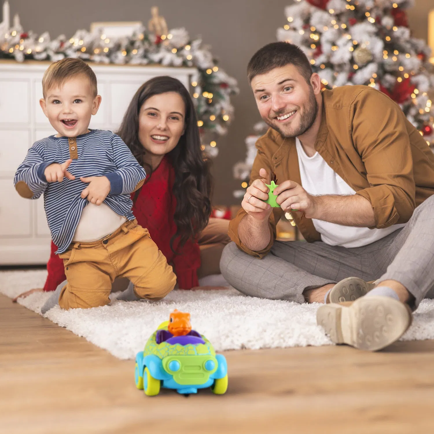 2Pack Dinosaur Remote Control Cars for Toddlers Rechargeable RC Cars with Light Music Birthday Gift For Boys Girls Aged 3 4 5 6 Years Old photo 3