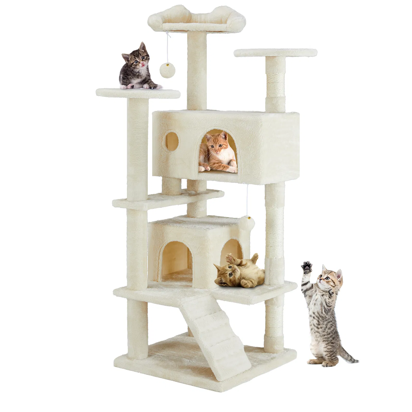 Multi-functional cat tree house cat climbing frame, lounge and recreation area detachable toy, 54in photo 1