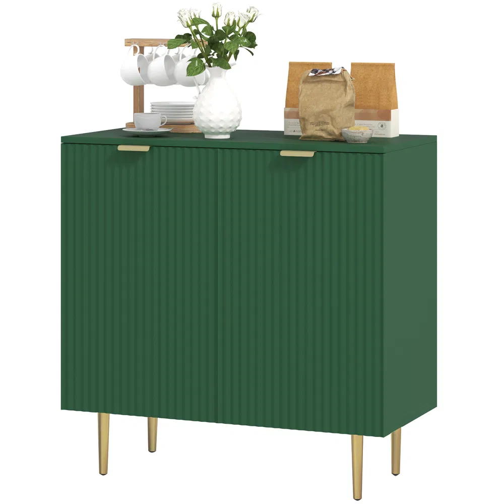 Modern Kitchen Storage Cabinet, Sideboard Buffet Cabinet with Adjustable Shelves and Metal Legs for Kitchen, Green photo 2