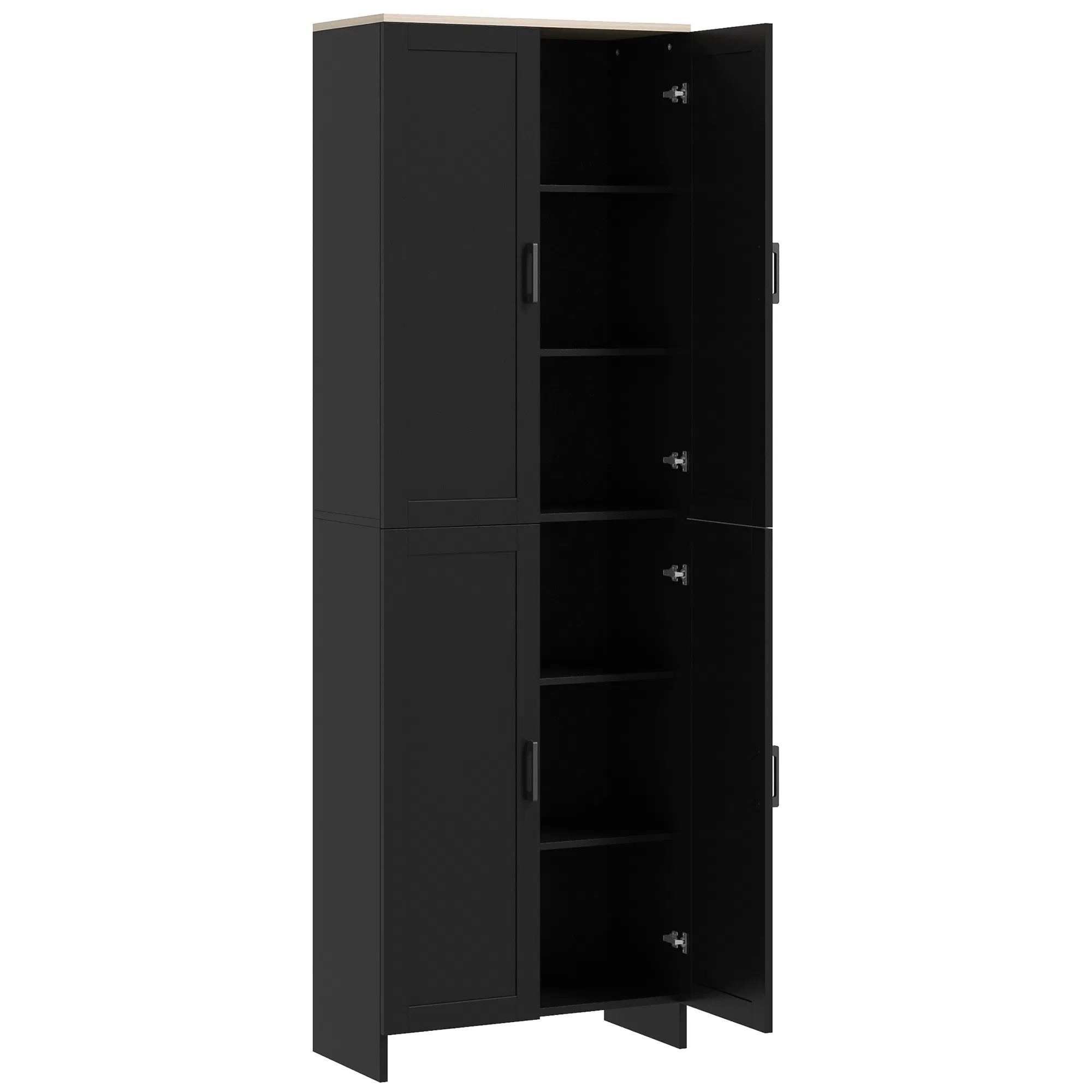 67" 4-Door Kitchen Pantry Cabinet, Freestanding Storage Cabinet Cupboard with Adjustable Shelves, Black photo 1
