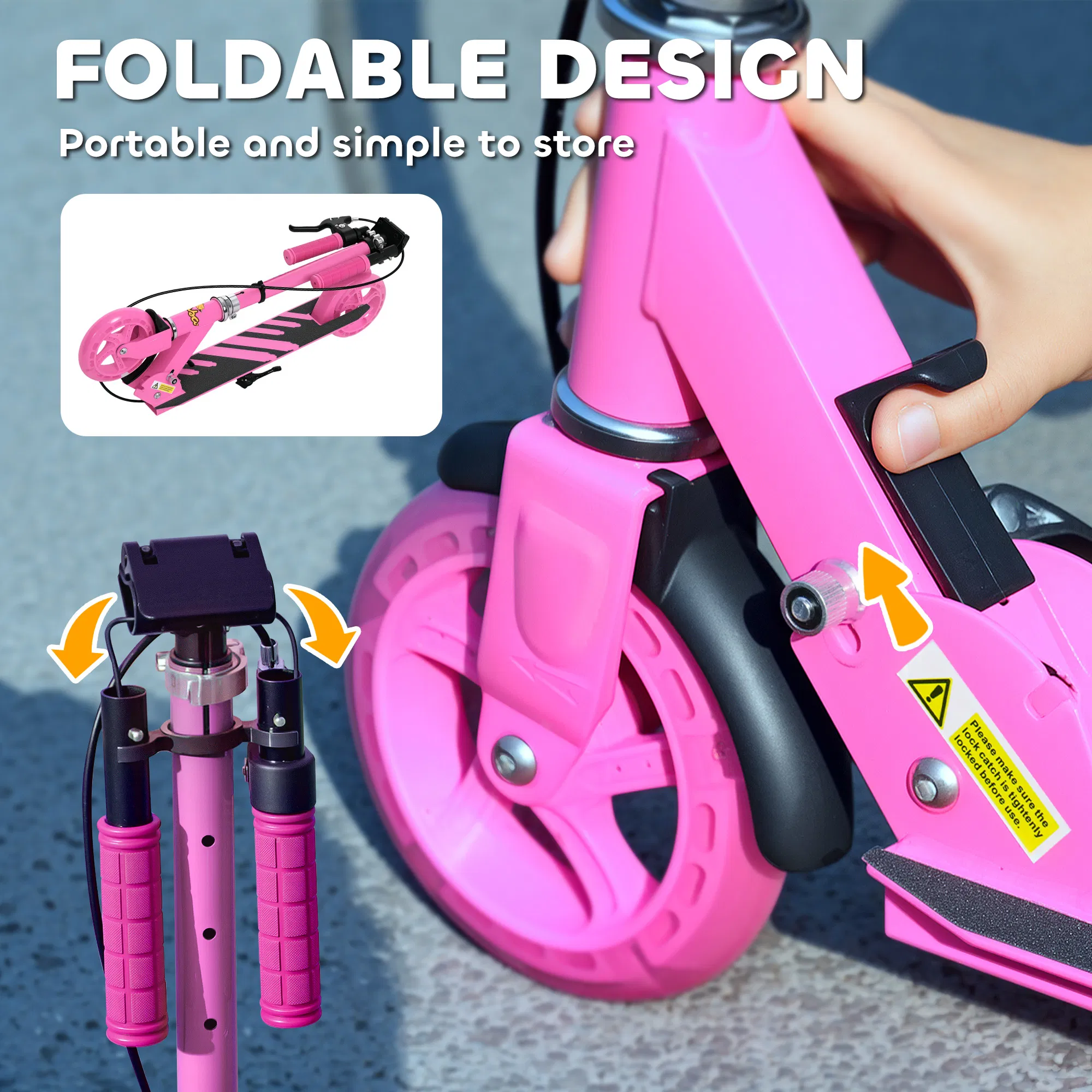 Scooter for Kids Ages 3-8 with Light Up Wheels, Adjustable Handlebar, Rear Brake & Handbrake for Girls and Boys, Pink photo 3
