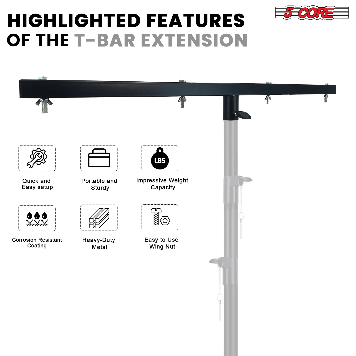 5 Core DJ Light Stand and T Bar Adjustable Heavy Duty Stage Lights Stands photo 5