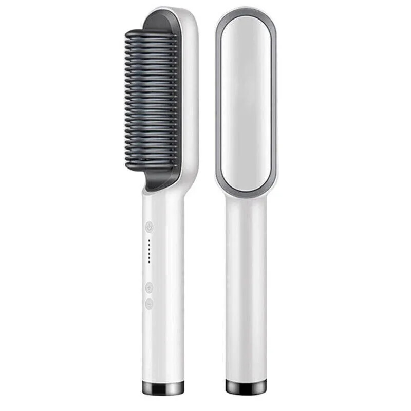 Hair Straightener Brush Straightening Curler Hot Comb Electric Adjustable Heat photo 2