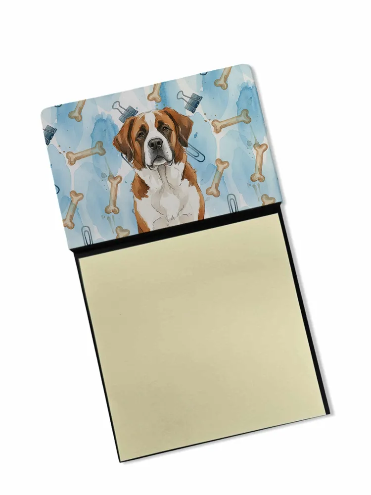 Brown and White Saint Bernard Coworker Watercolor Sticky Note Holder Refillable Dispenser Desk Accessory 3x3 Pad Gift photo 8