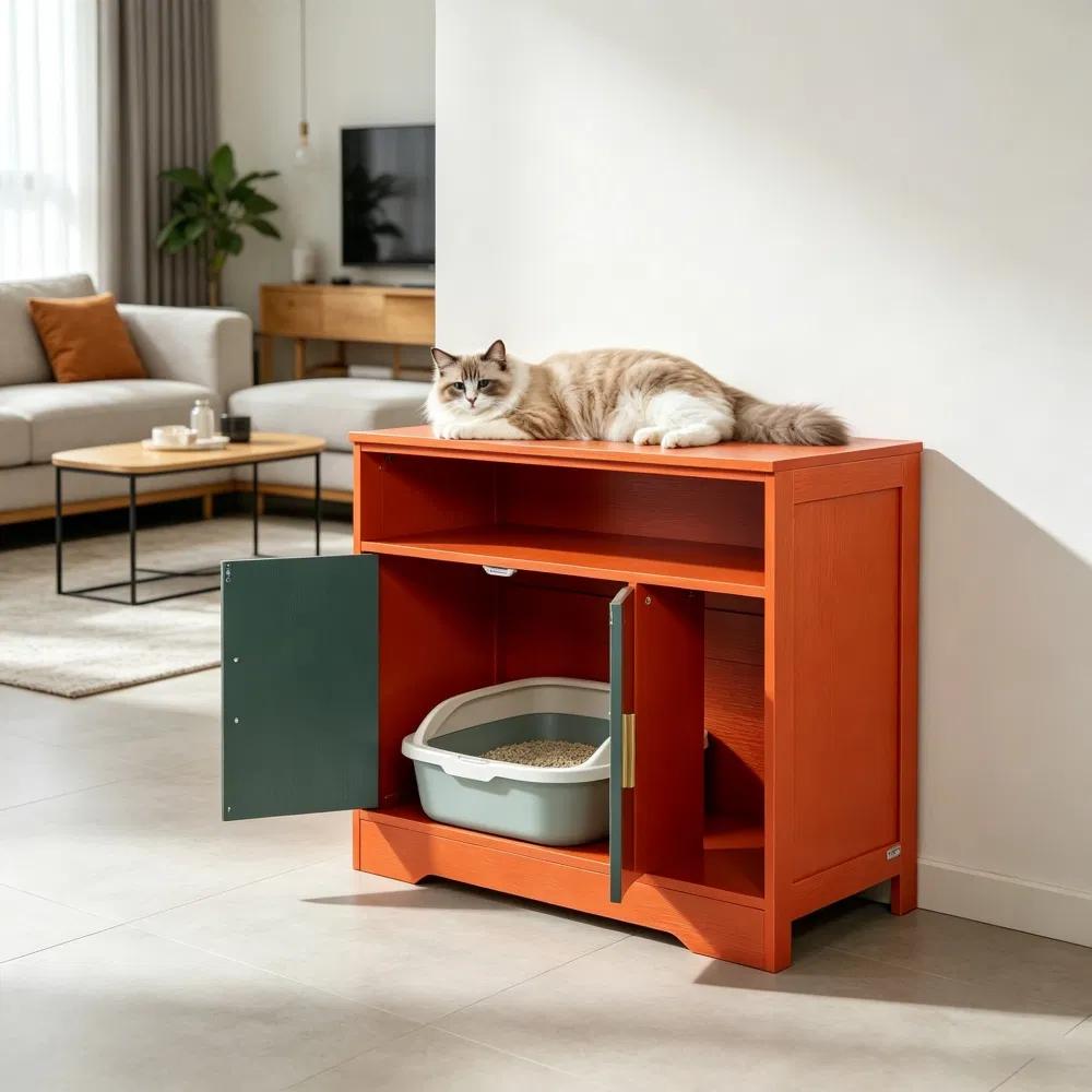 Wooden Cat Box Cabinet photo 2