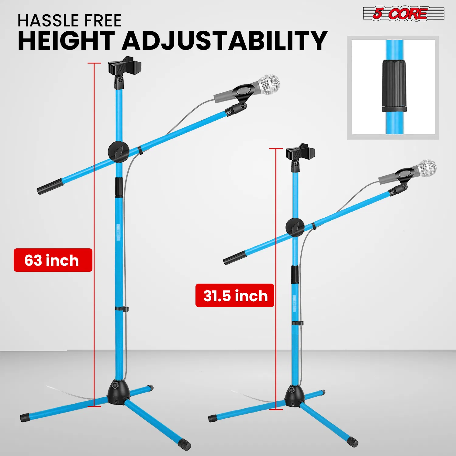 5Core Tripod 4Pcs Mic Stand Adjustable 76" Heavy Duty Floor Microphone Boom Arm photo 2