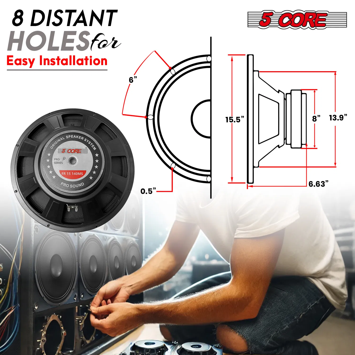 5 Core 15 Inch Subwoofer 8 Ohm Full Range PA DJ Pro Audio Replacement Speaker photo 4